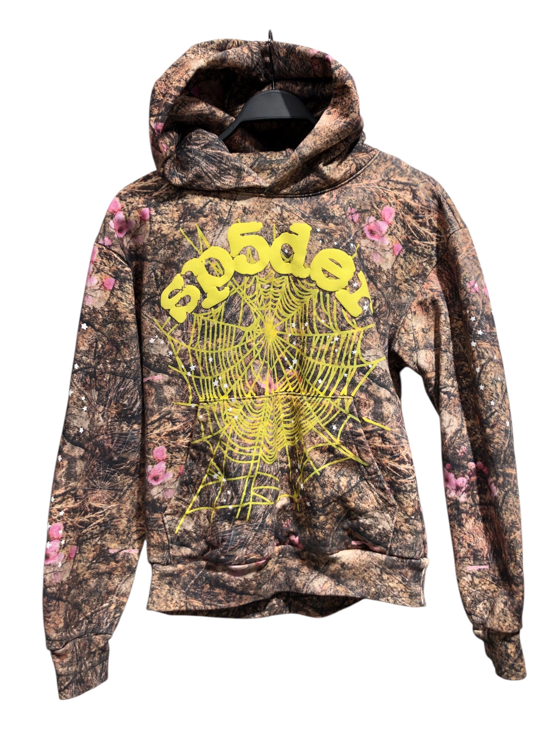 Sp5der/Hoodie/S/Camouflage/Cotton/GRN/CAMO SPIDERWEB GRAPHIC view 1