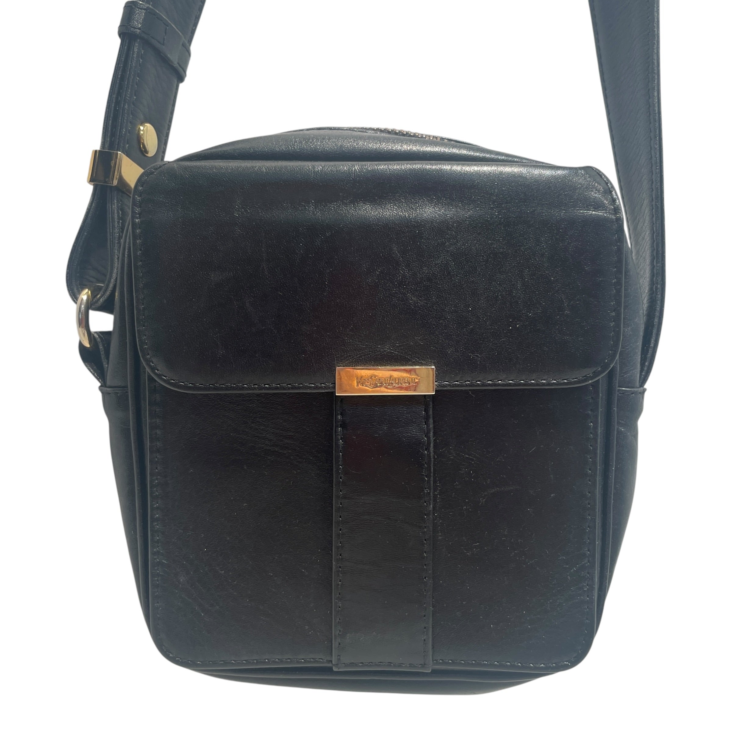 YVES SAINT LAURENT/Cross Body Bag/Leather/BLK/Leather Crossbody view 2
