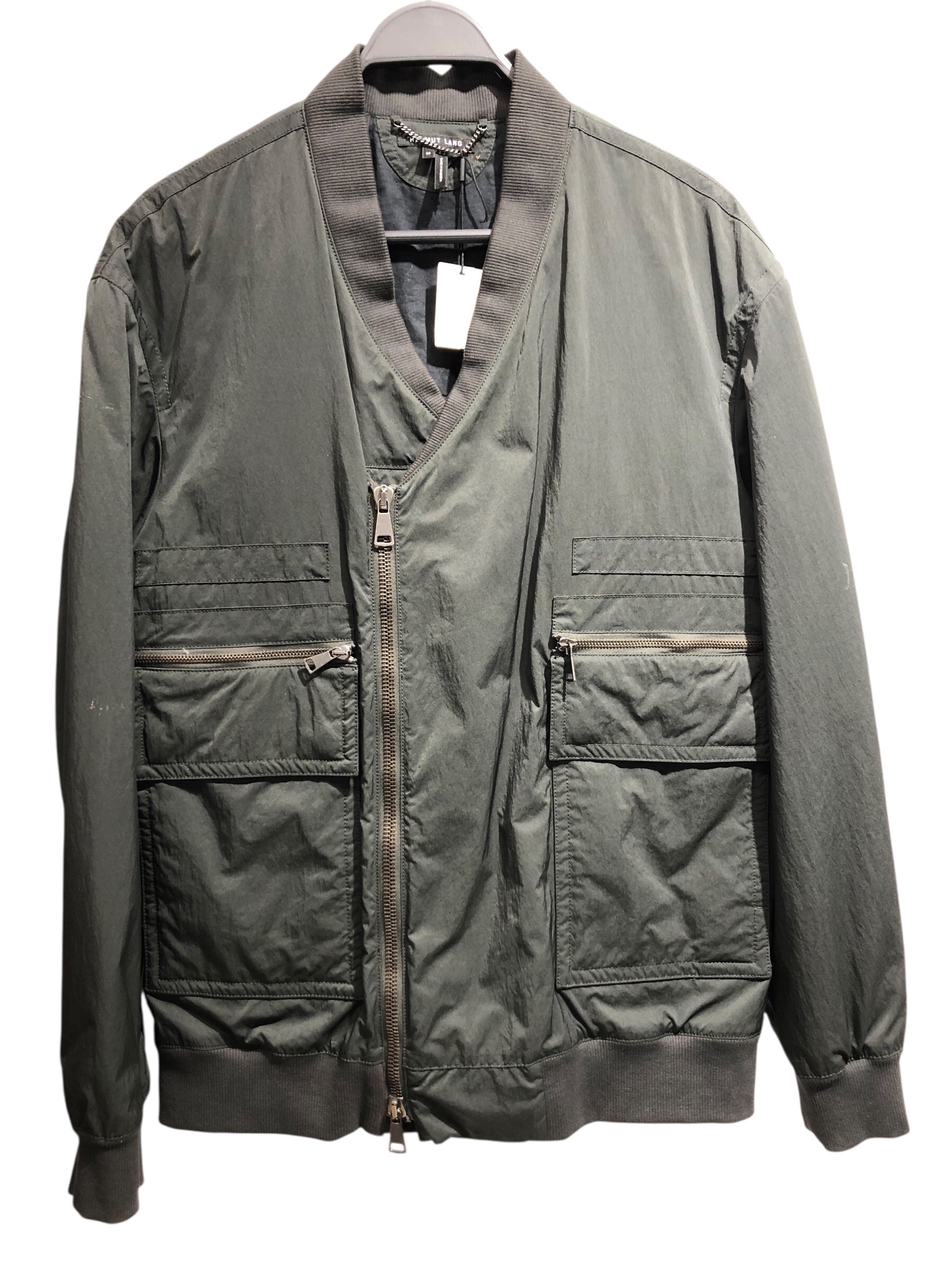 Helmut Lang/Puffer Jkt/M/Nylon/BLK/No Collar/asymmetric tactical bomber view 1