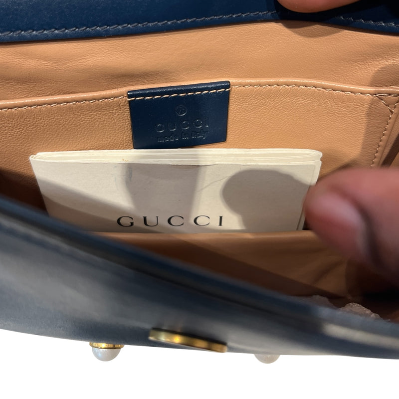 GUCCI/Cross Body Bag/OS/All Over Print/Leather/NVY/Pearly Bees