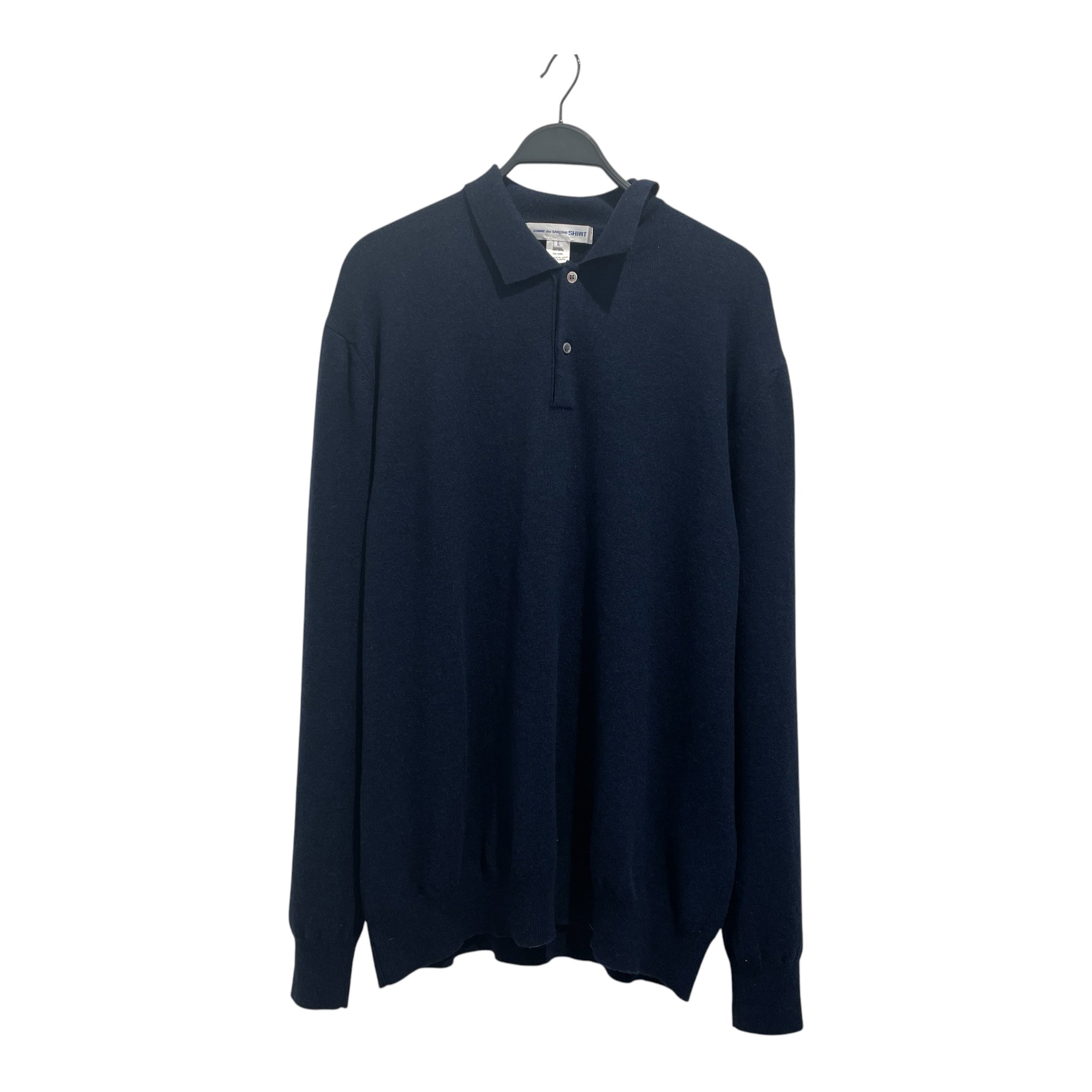COMME des GARCONS SHIRT/Polo Shirt/L/Wool/NVY/FN-N010 - LS Polo view 1
