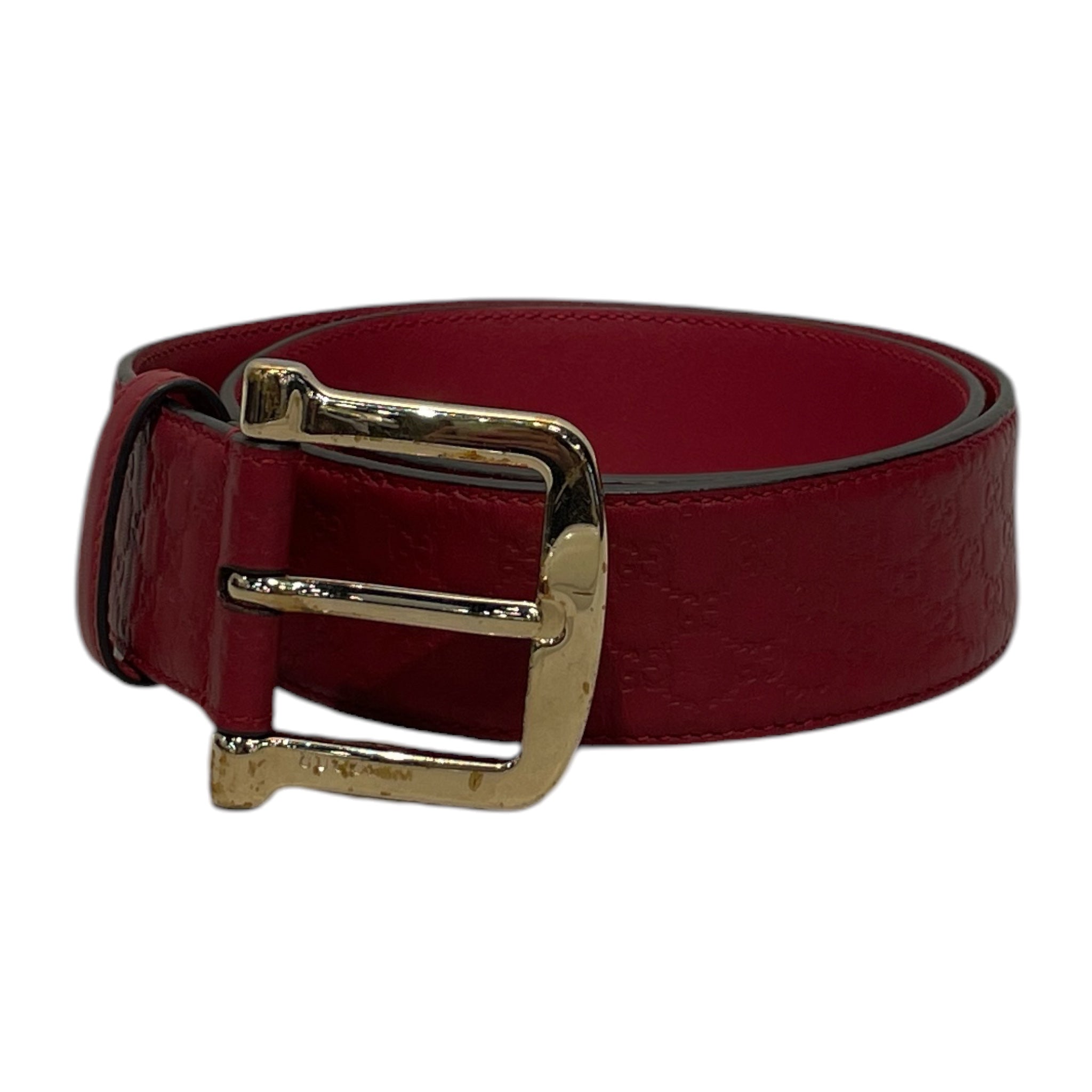 GUCCI/Belt/Monogram/Leather/RED/M's/MONOGRAM LEATHER BELT view 1
