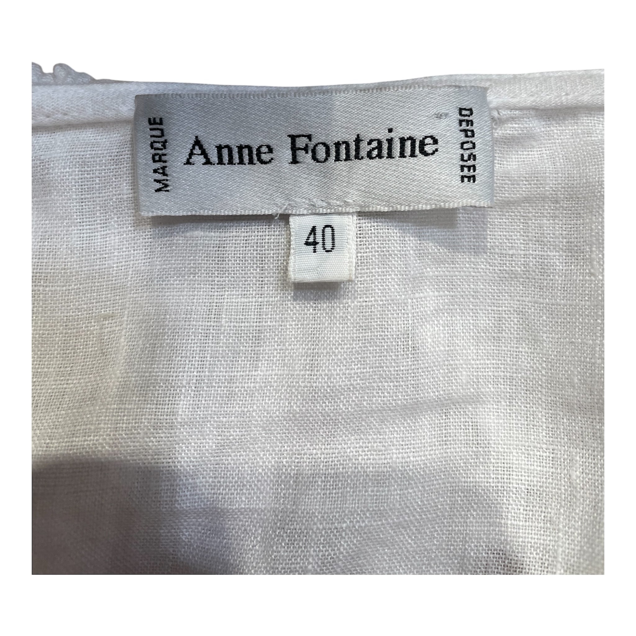 Anne Fontaine/LS Blouse/40/Linen/WHT/RUFFLE TIE DETAIL view 3