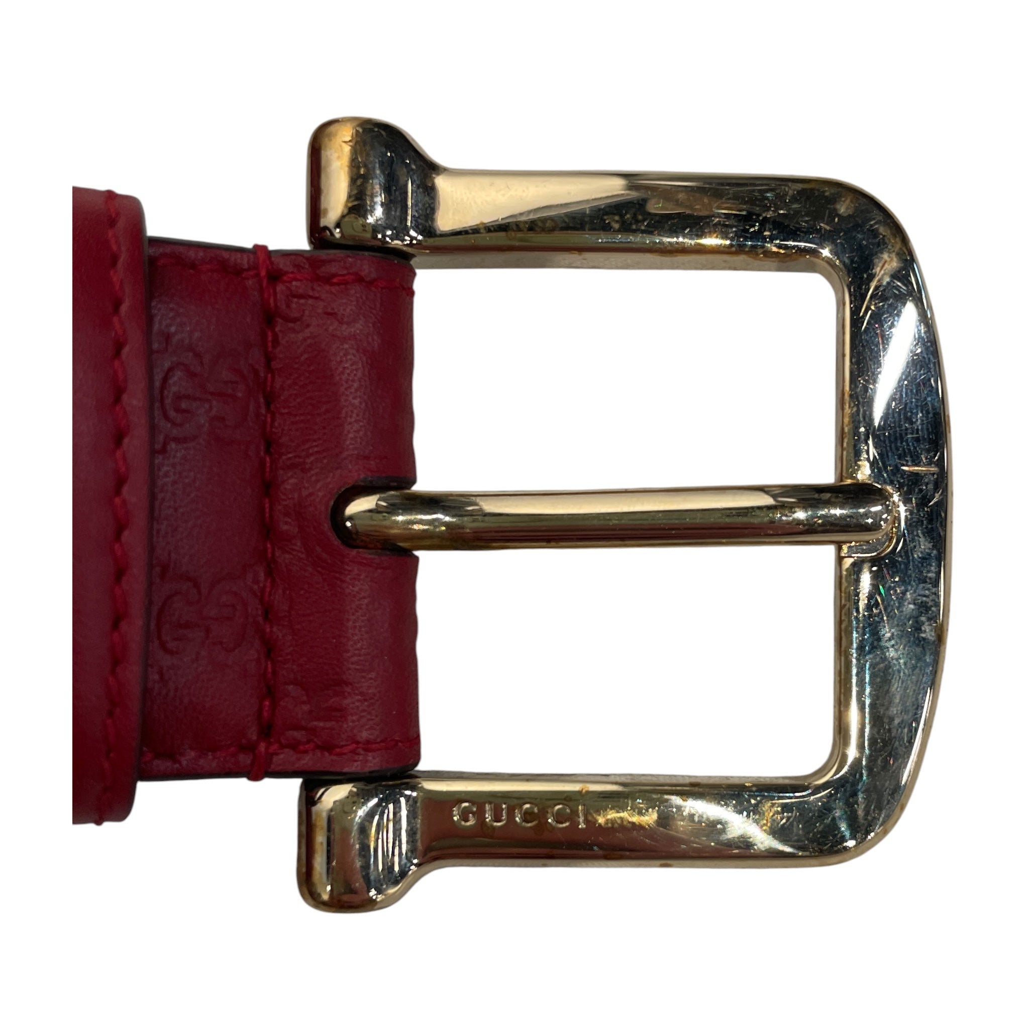 GUCCI/Belt/Monogram/Leather/RED/M's/MONOGRAM LEATHER BELT view 3