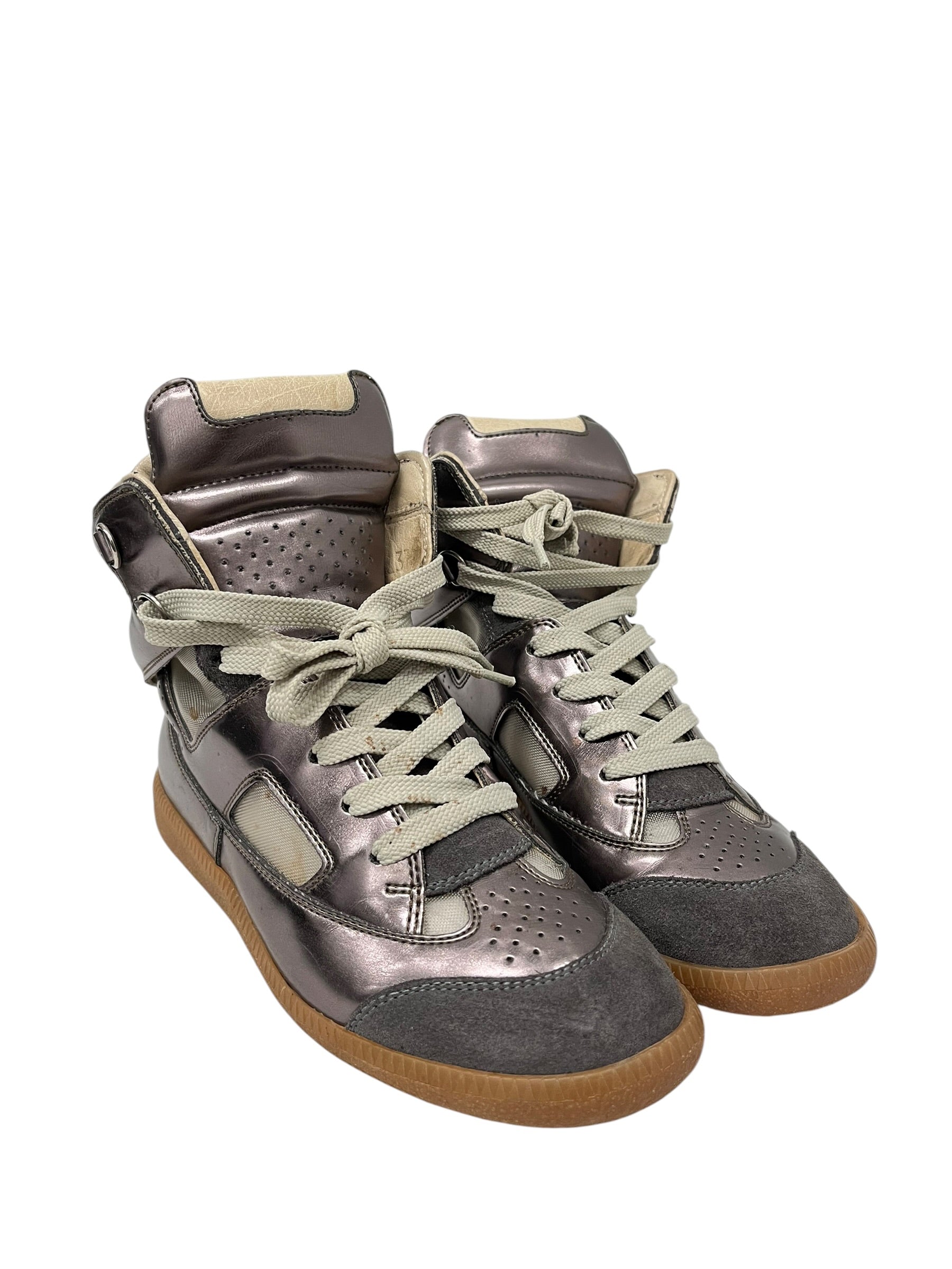 Maison Margiela/Hi-Sneakers/EU 37/Leather/BRW/HIGH TOP SNEAKERS WITH MESH view 1