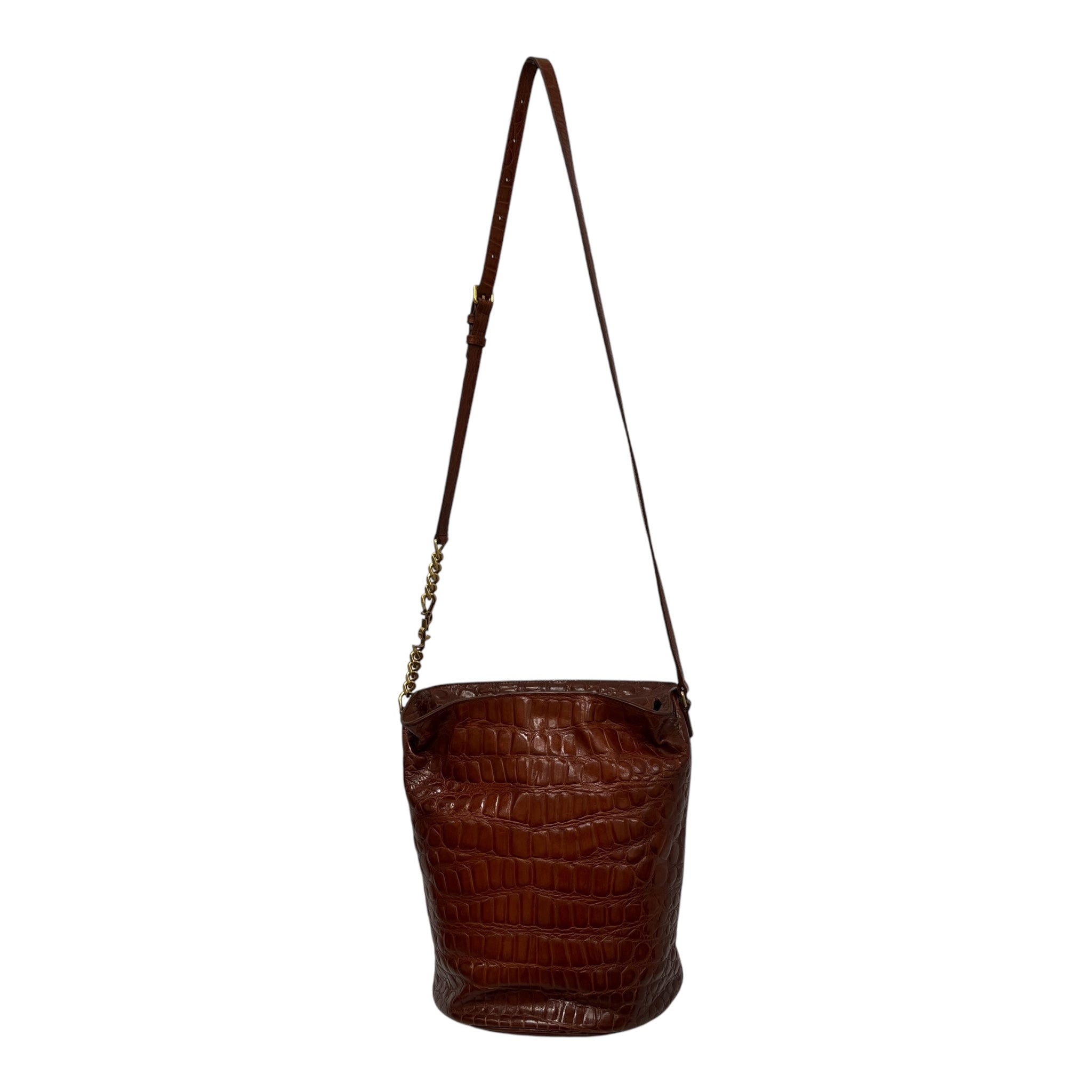 SAINT LAURENT/Basket Bag/Leather/BRD/Croc Embossed Bucket Bag view 2