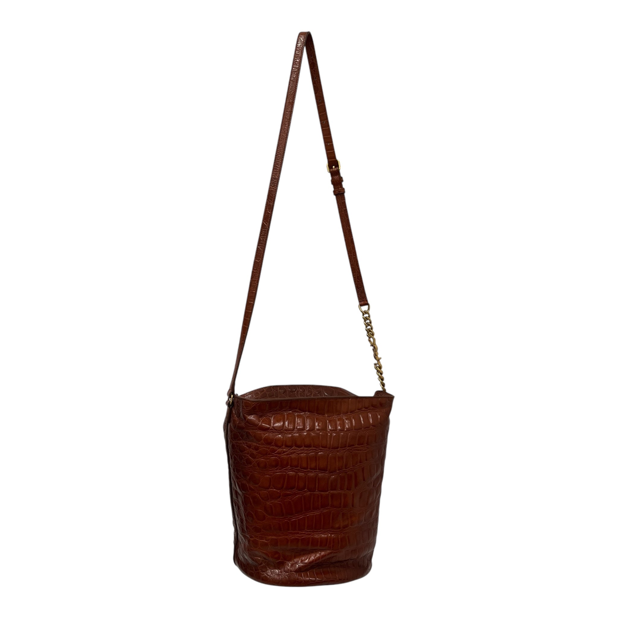 SAINT LAURENT/Basket Bag/Leather/BRD/Croc Embossed Bucket Bag view 1