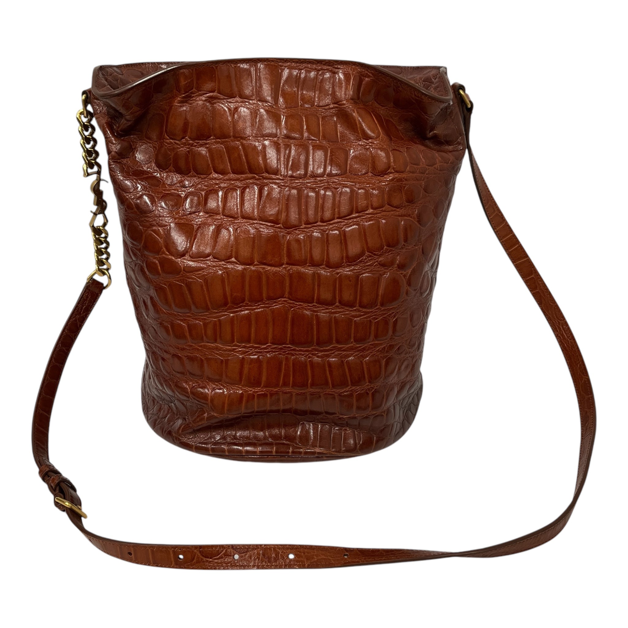 SAINT LAURENT/Basket Bag/Leather/BRD/Croc Embossed Bucket Bag view 3
