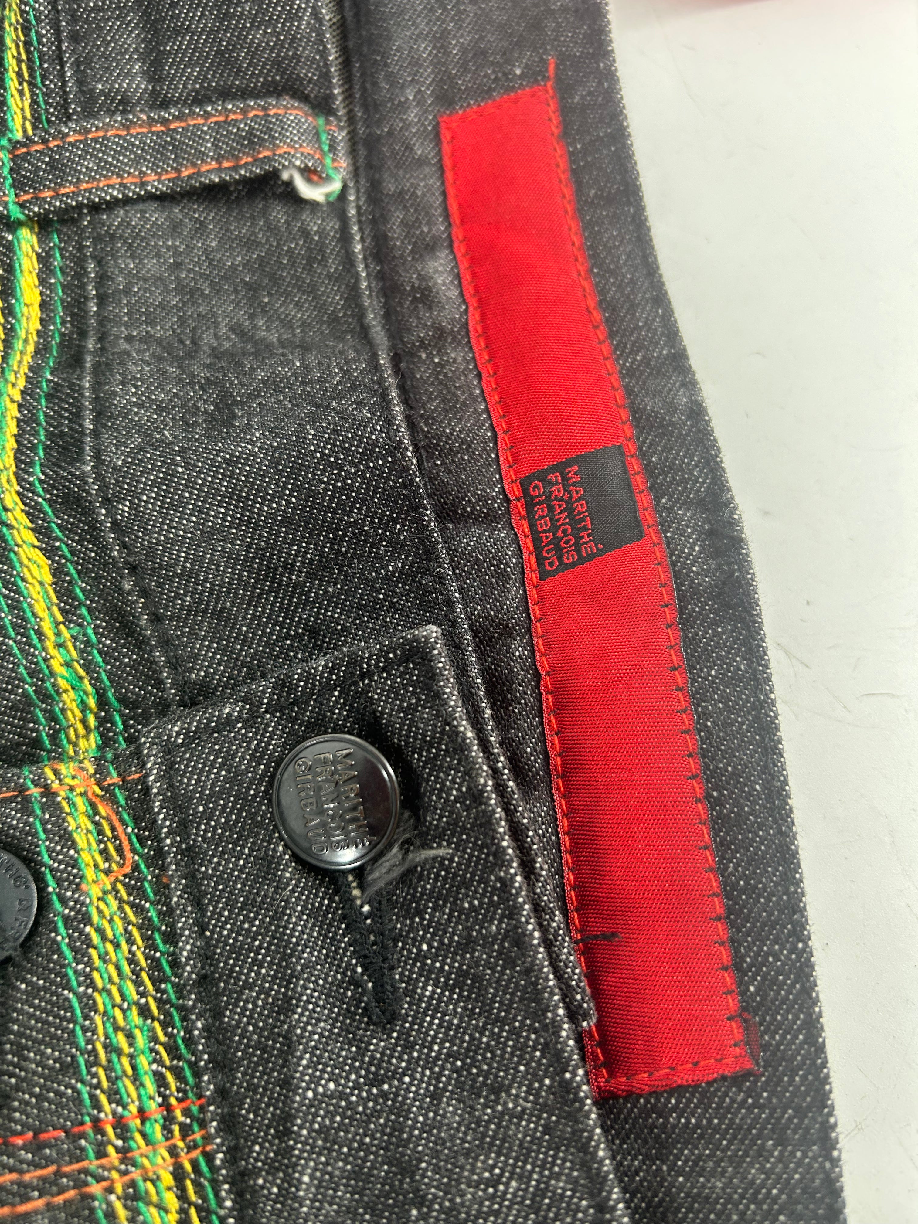MARITHE FRANCOIS GIRBAUD/Pants/34/Denim/NVY/RAINBOW STITCHING DBLE WAIST view 3