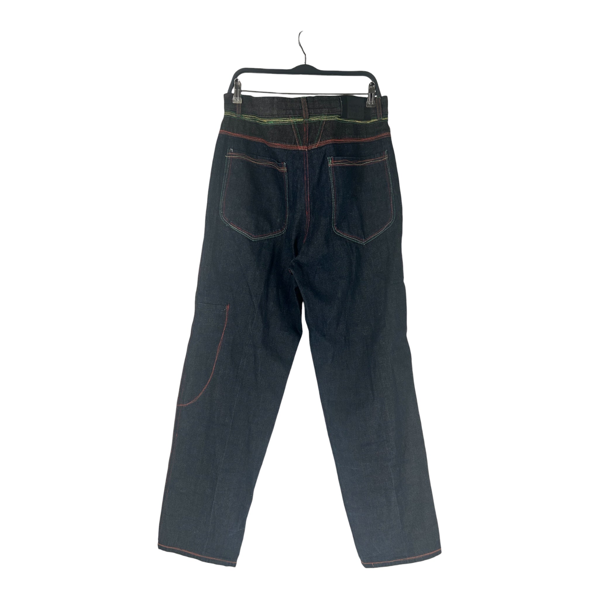 MARITHE FRANCOIS GIRBAUD/Pants/34/Denim/NVY/RAINBOW STITCHING DBLE WAIST view 2