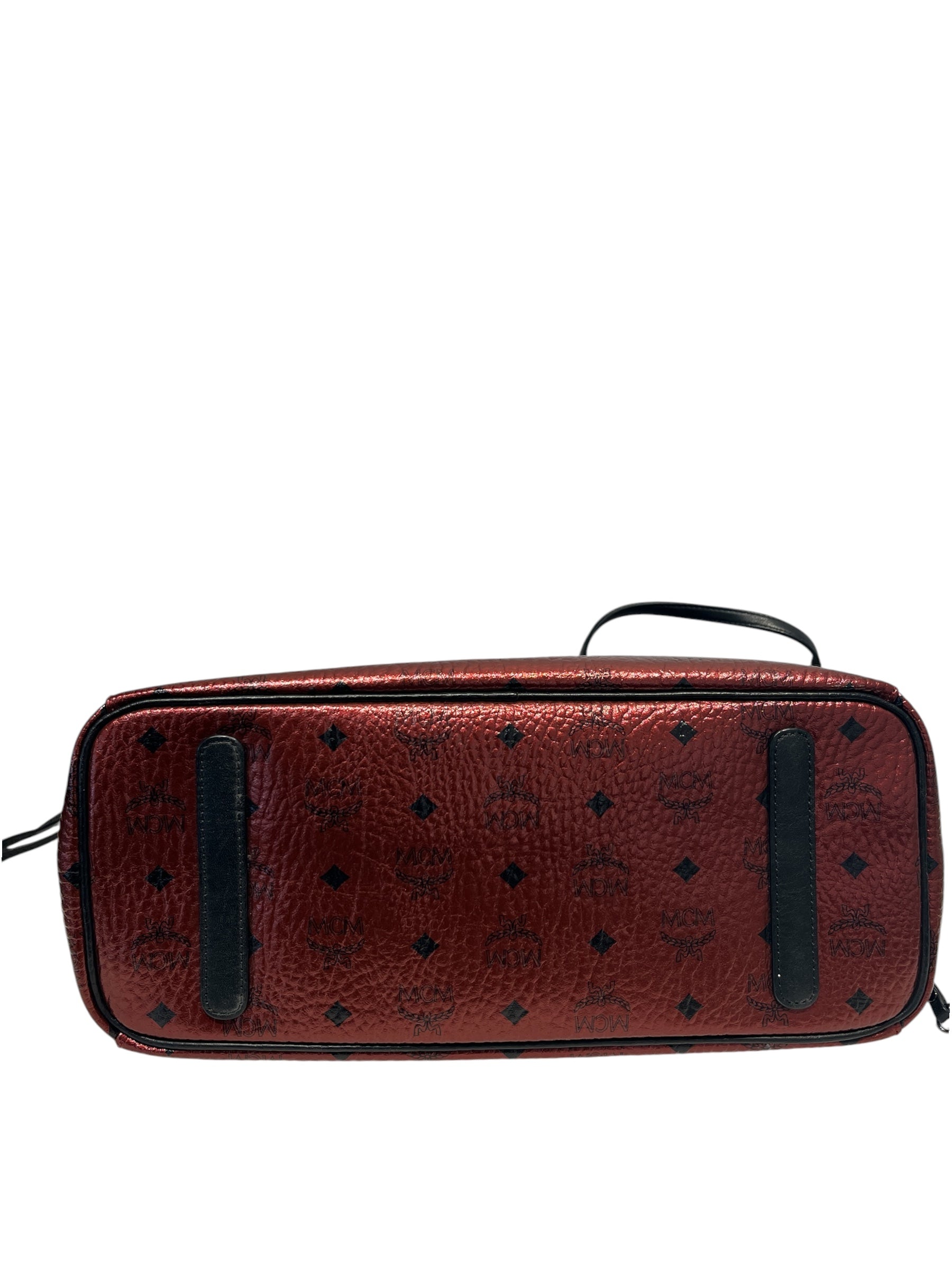 MCM/Tote Bag/Monogram/Leather/BRD/METALLIC RED REVERSIBLE view 3