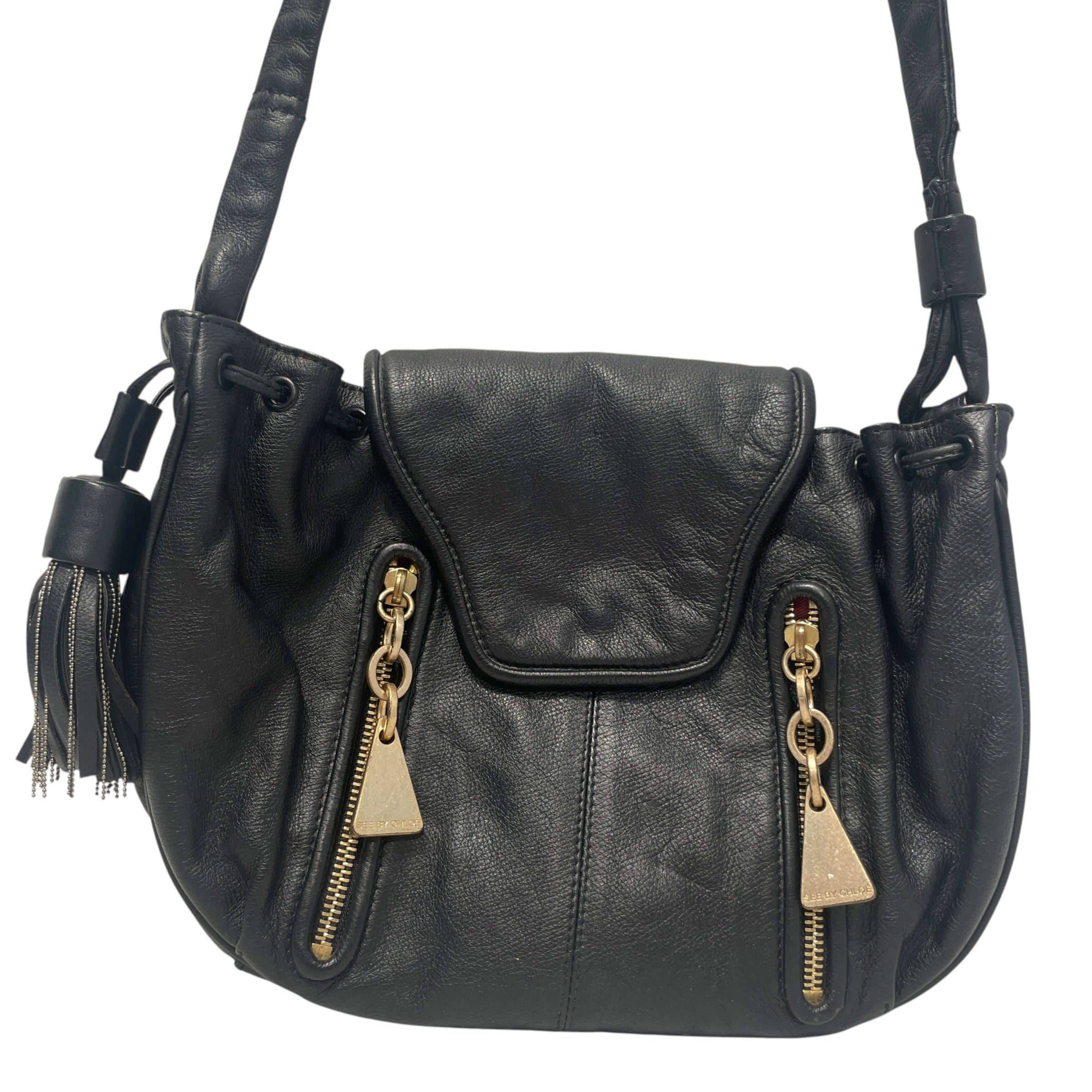 SEE BY CHLOE/Tote Bag/Leather/BLK/Dual Zip Cross BOdy view 2