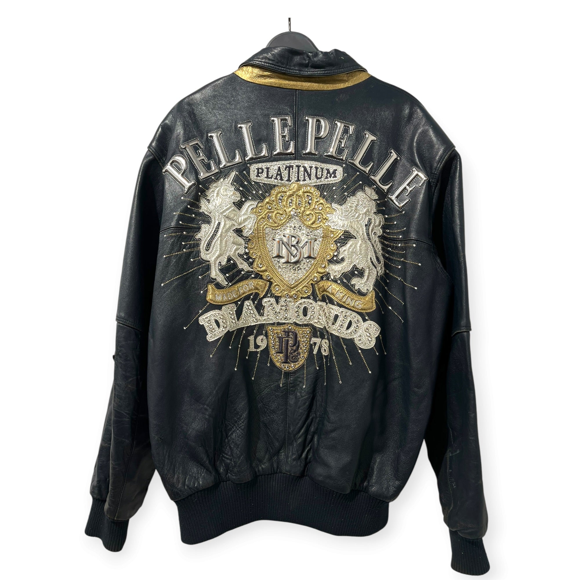 Pelle Pelle/Leather Jkt/52/Leather/NVY/Graphic/DIAMONDS UNICORN LION view 2