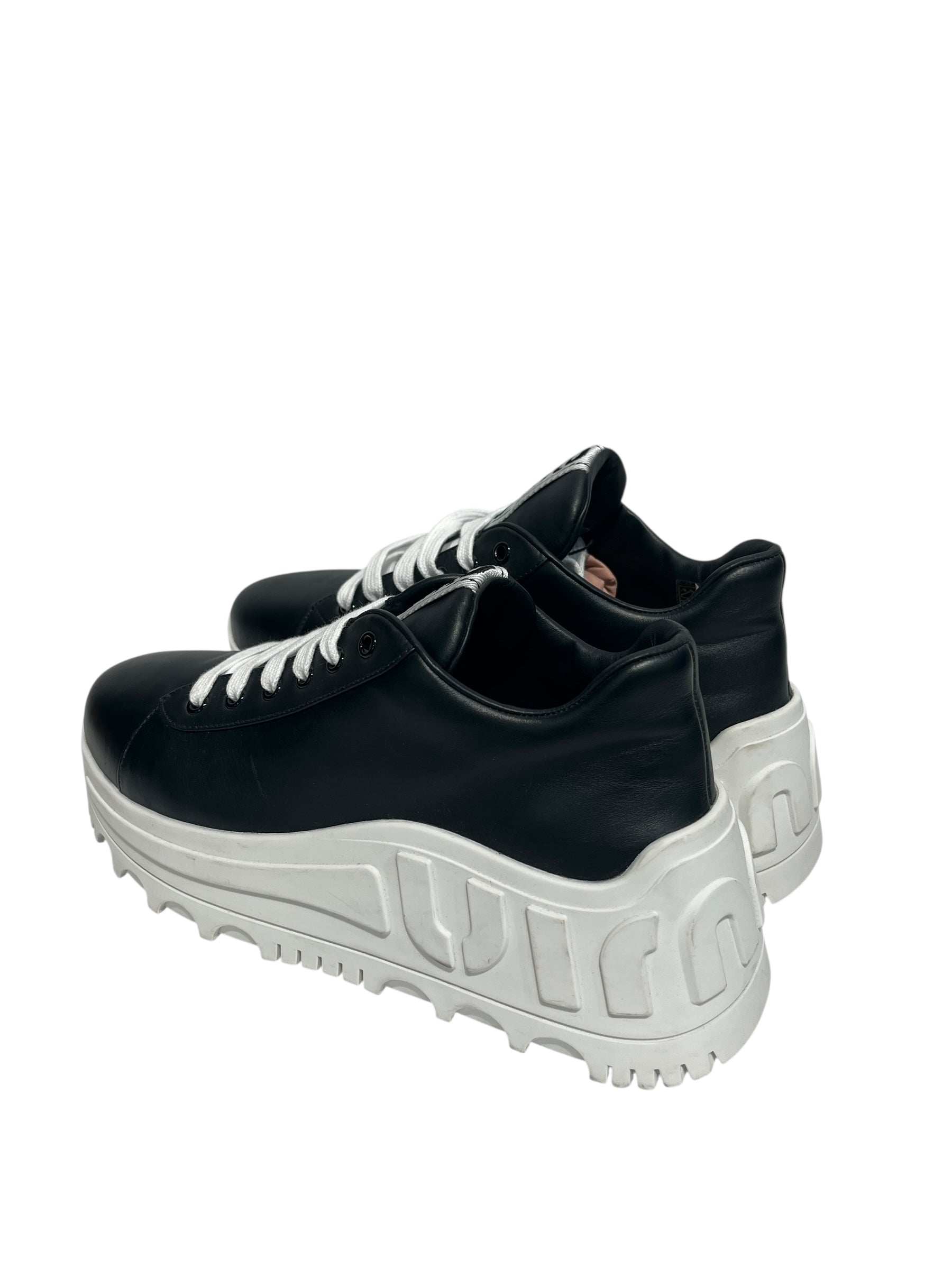 MIU MIU/Low-Sneakers/EU 41/Leather/BLK/PLATFORM WHITE MIU MIU SOLE view 2