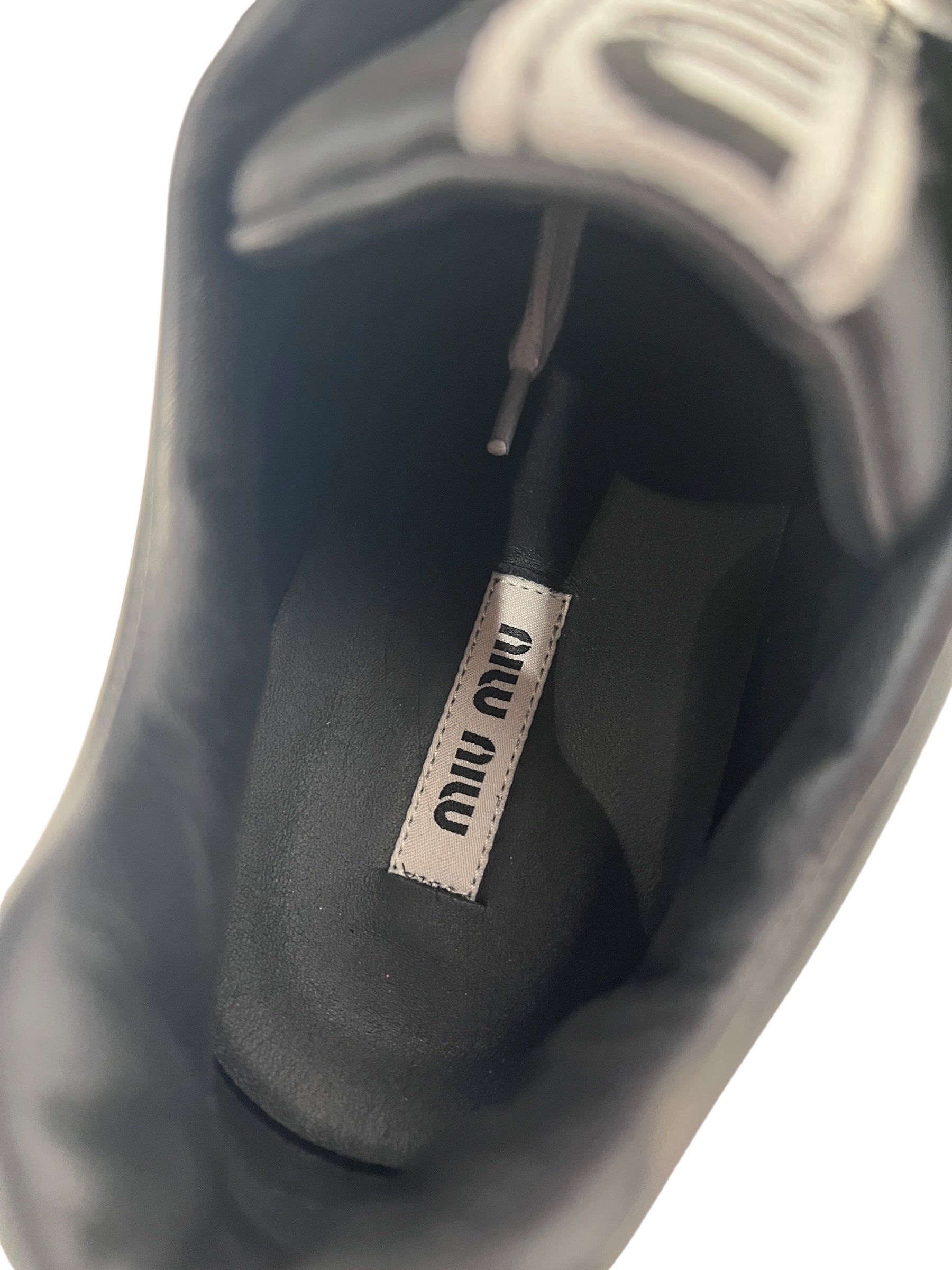 MIU MIU/Low-Sneakers/EU 41/Leather/BLK/PLATFORM WHITE MIU MIU SOLE view 3