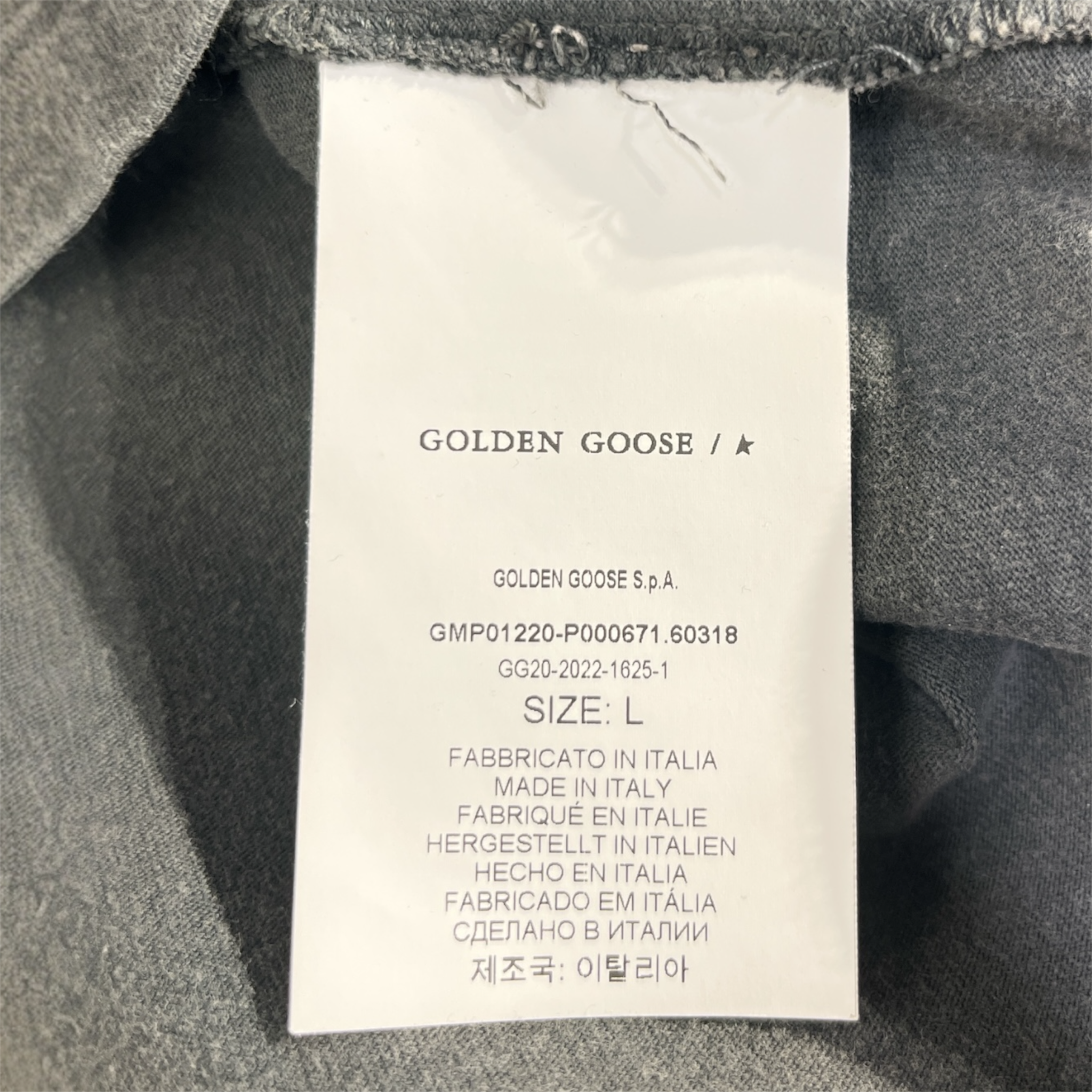 GOLDEN GOOSE/T-Shirt/L/Cotton/GRY/Graphic/Inverted Logo view 3
