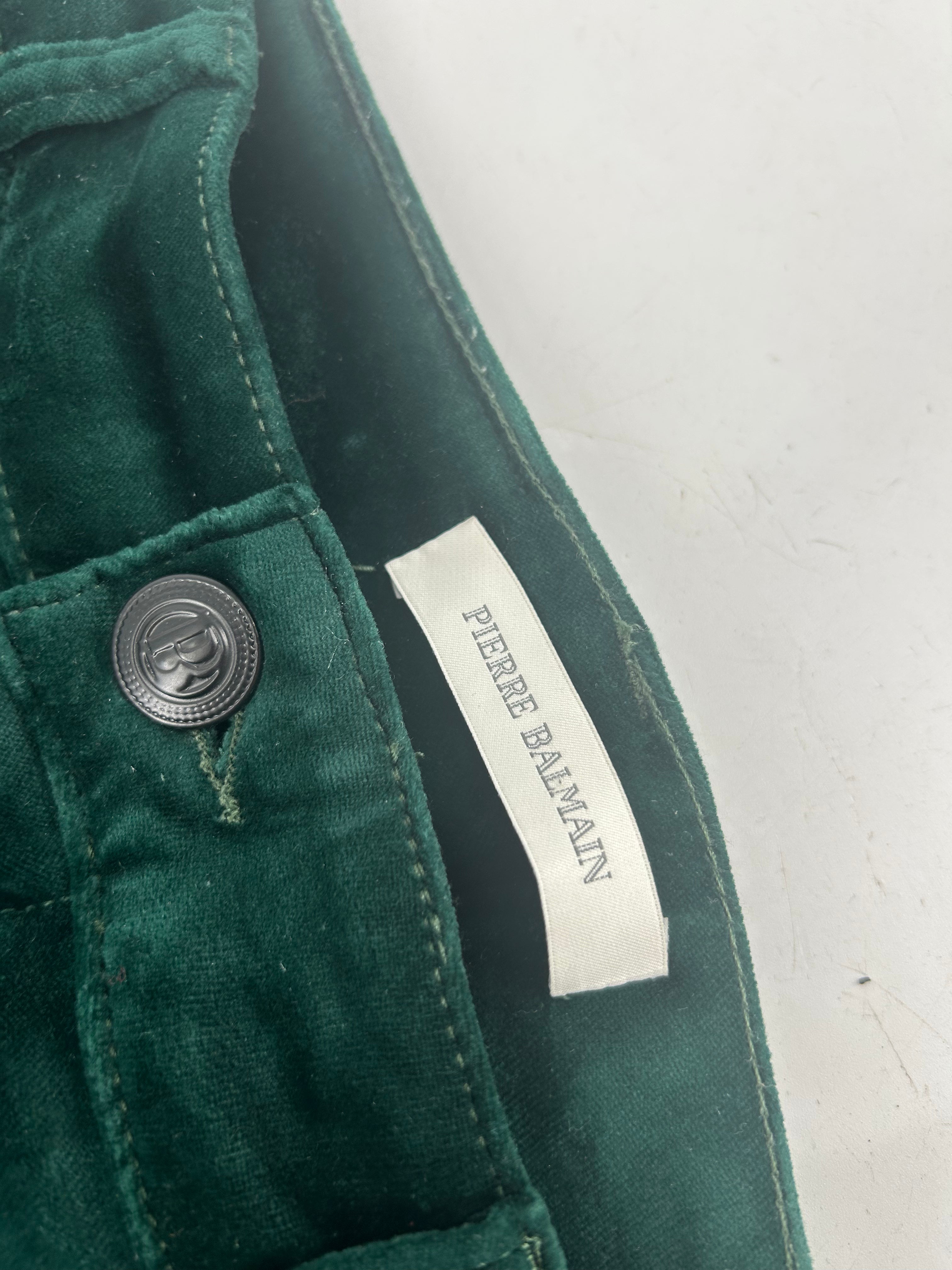 PIERRE BALMAIN/Skinny Pants/28/GRN/VELOUR BIKER view 3