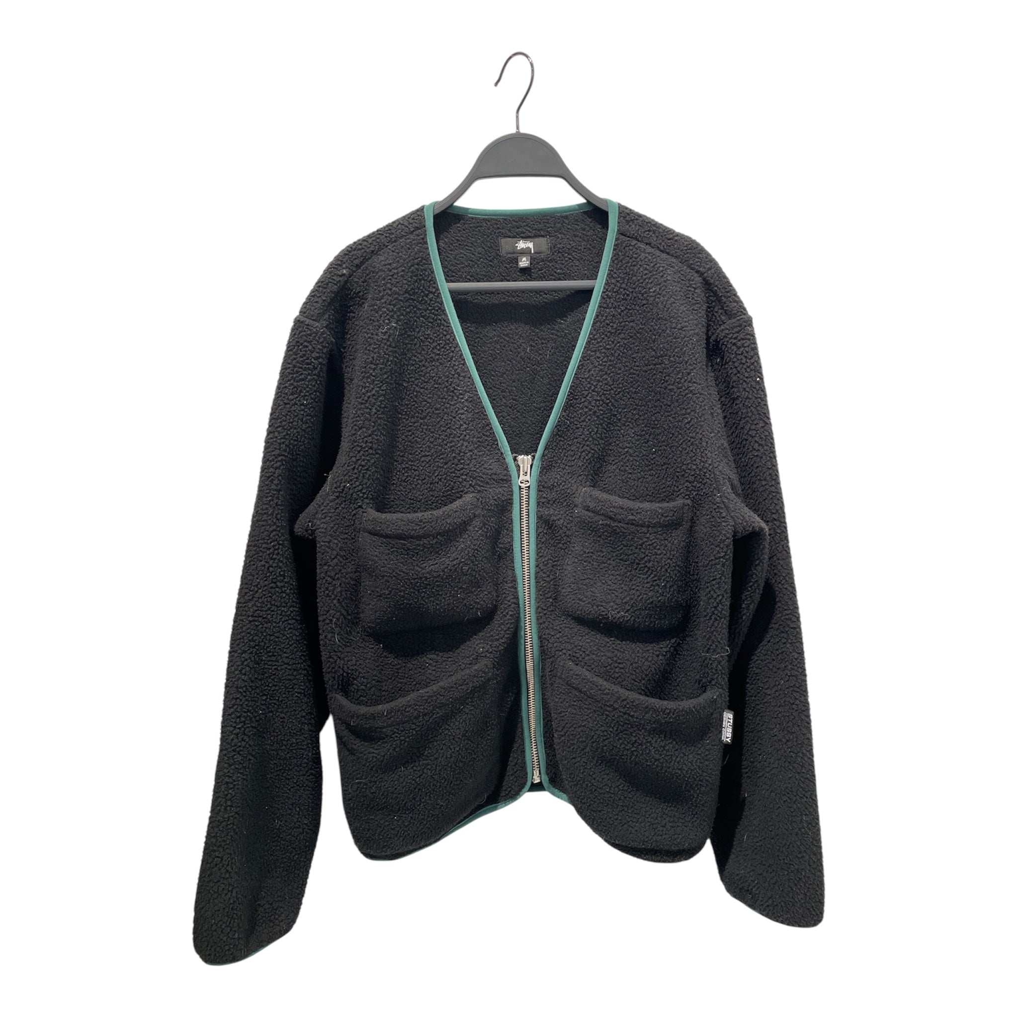 STUSSY/Fleece Jkt/M/Cotton/BLK/zip fleece view 1