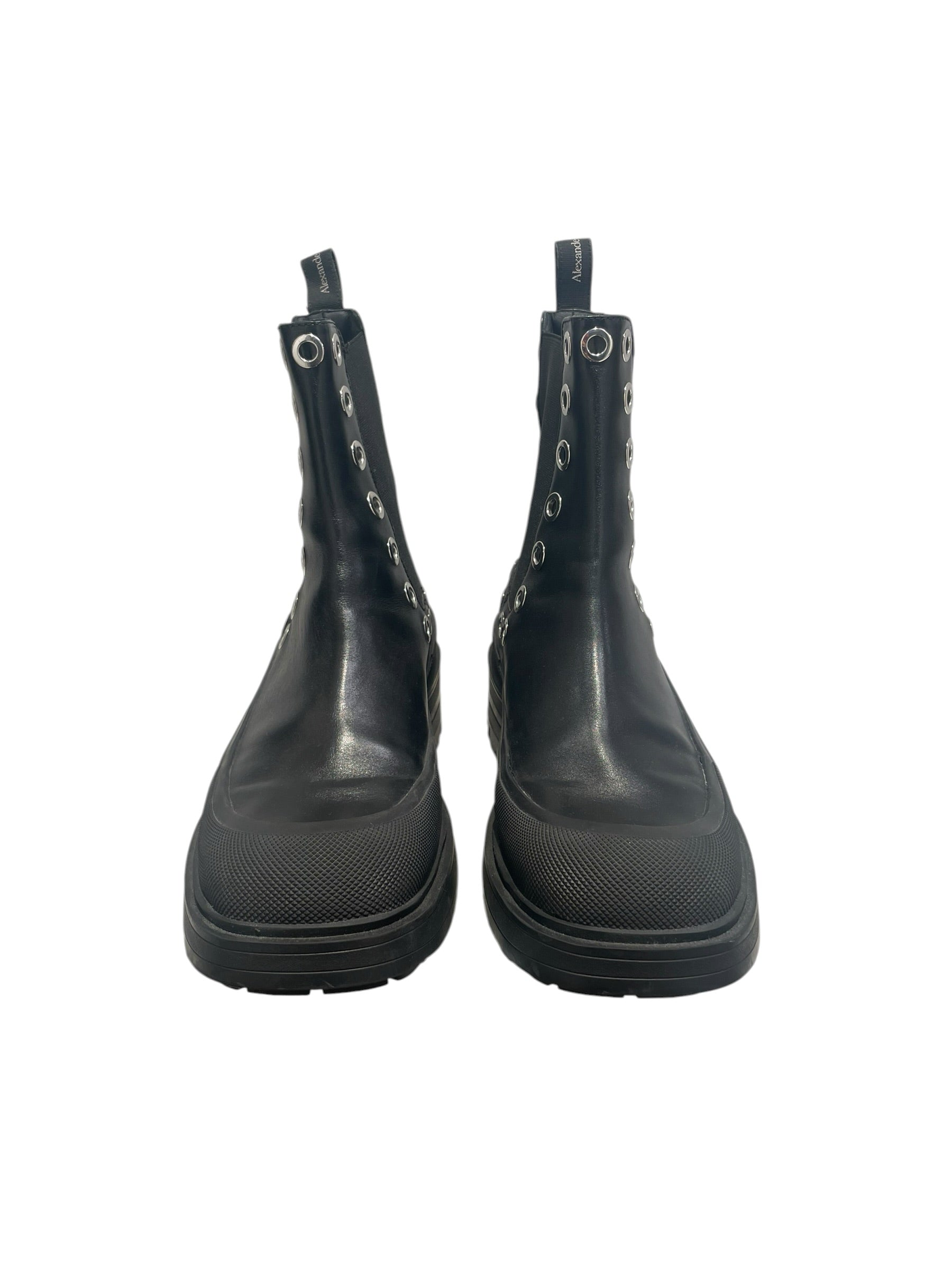 Alexander McQueen/Biker Boots/US 11/Leather/BLK/silver detail/ platform boots view 1
