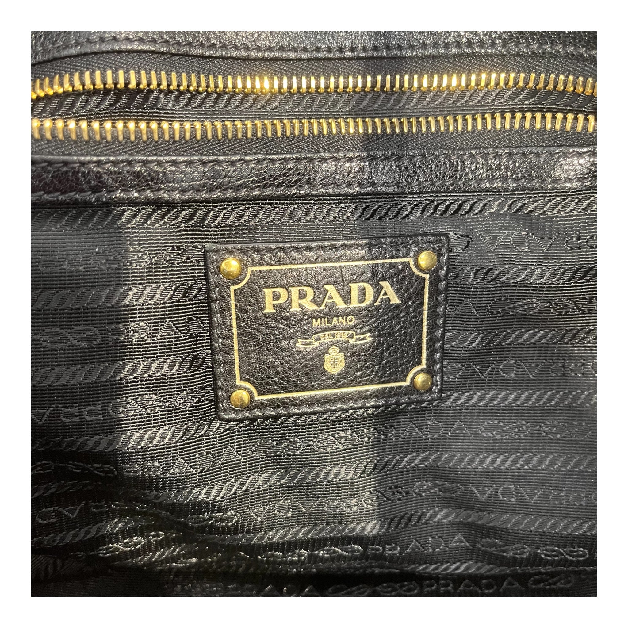 PRADA/Hand Bag/Leather/BLK/gold-tone hardware view 5