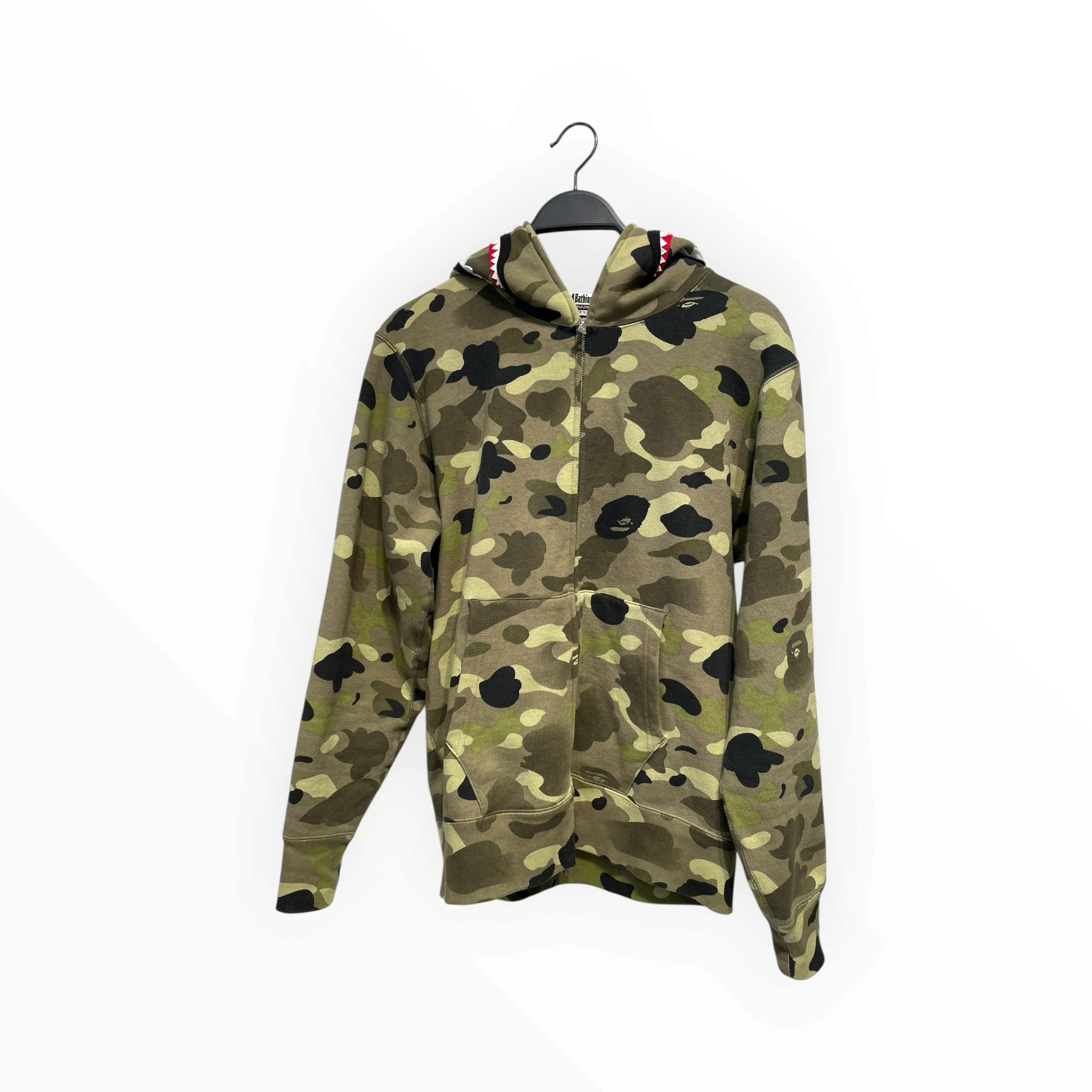A BATHING APE/Zip Up Hoodie/M/Camouflage/Cotton/KHK/shark hood view 1