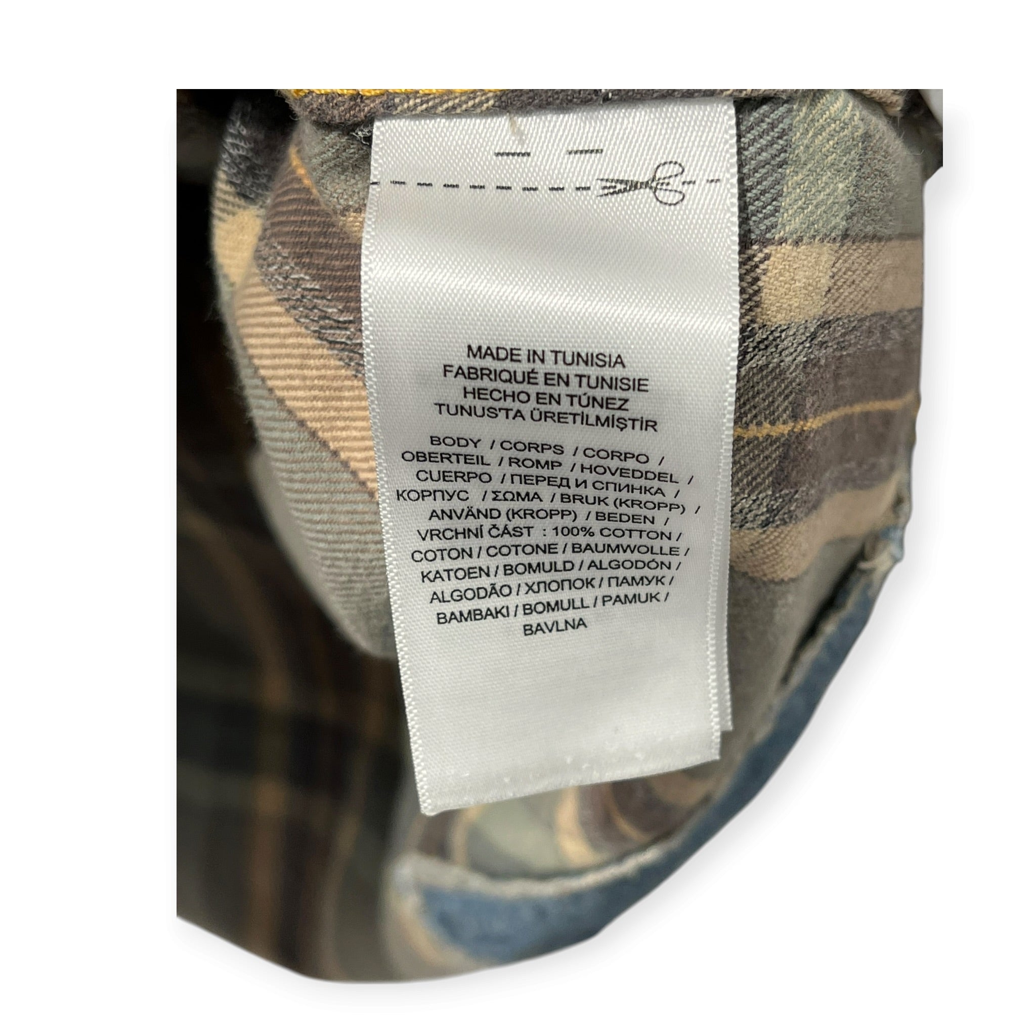 RRL/Flannel Shirt/L/Cotton/BEG/Plaid/DENIM REPAIRS ALL OVER view 5