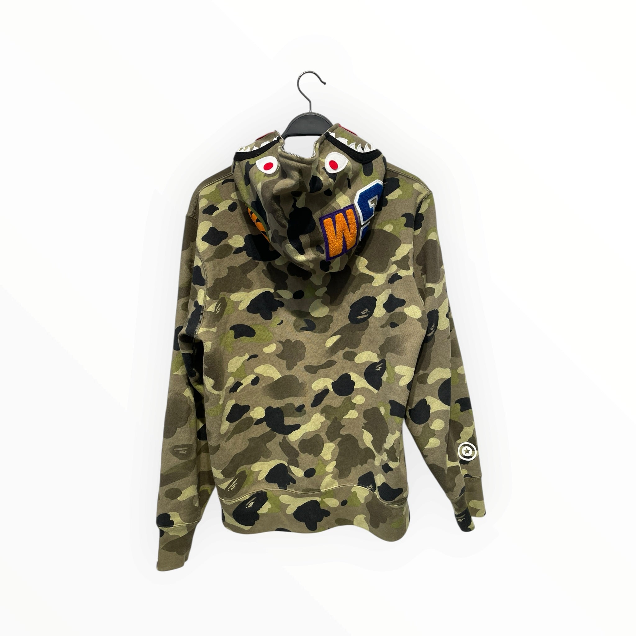 A BATHING APE/Zip Up Hoodie/M/Camouflage/Cotton/KHK/shark hood view 2