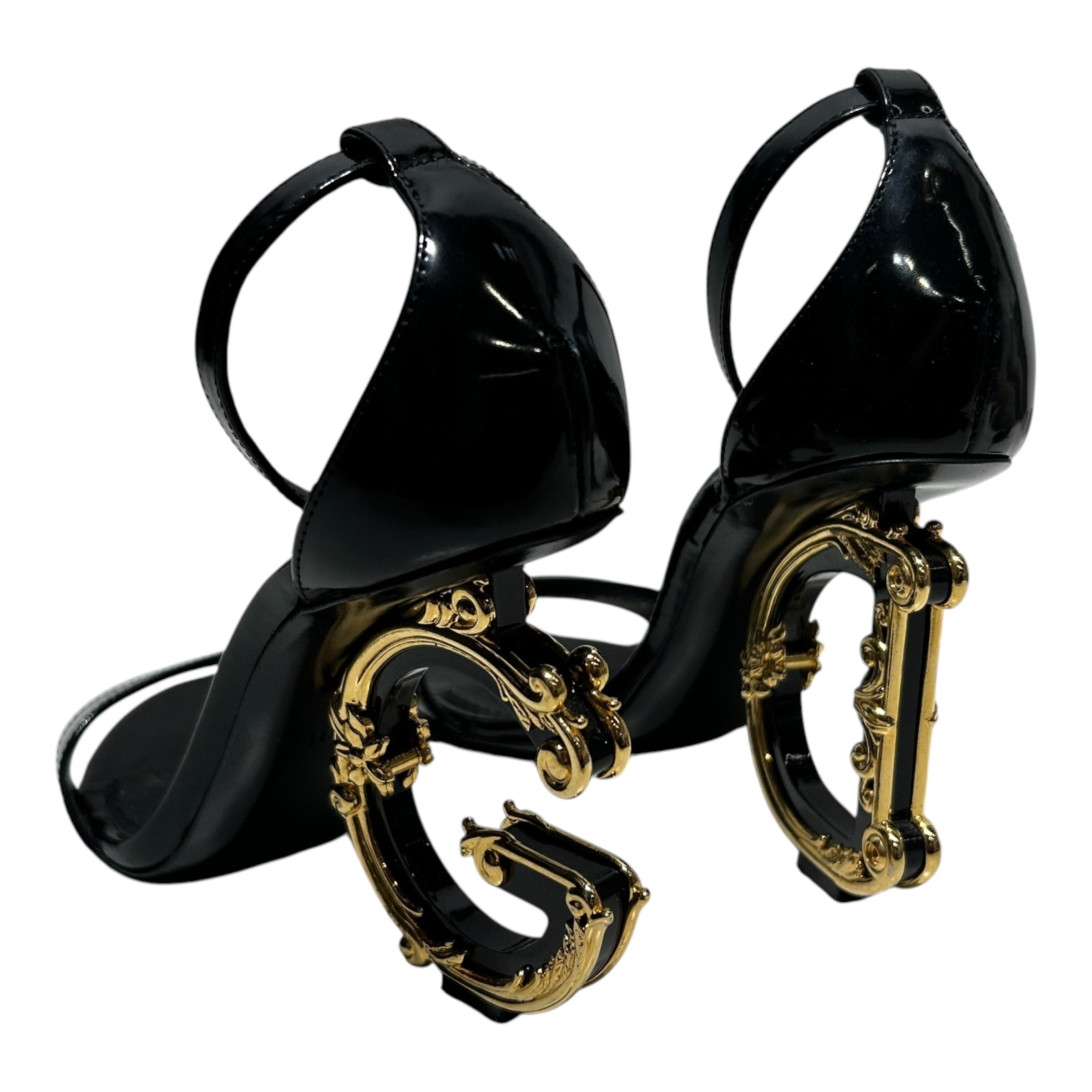 DOLCE&GABBANA/Heels/EU 35.5/Leather/BLK/gold D heel view 2