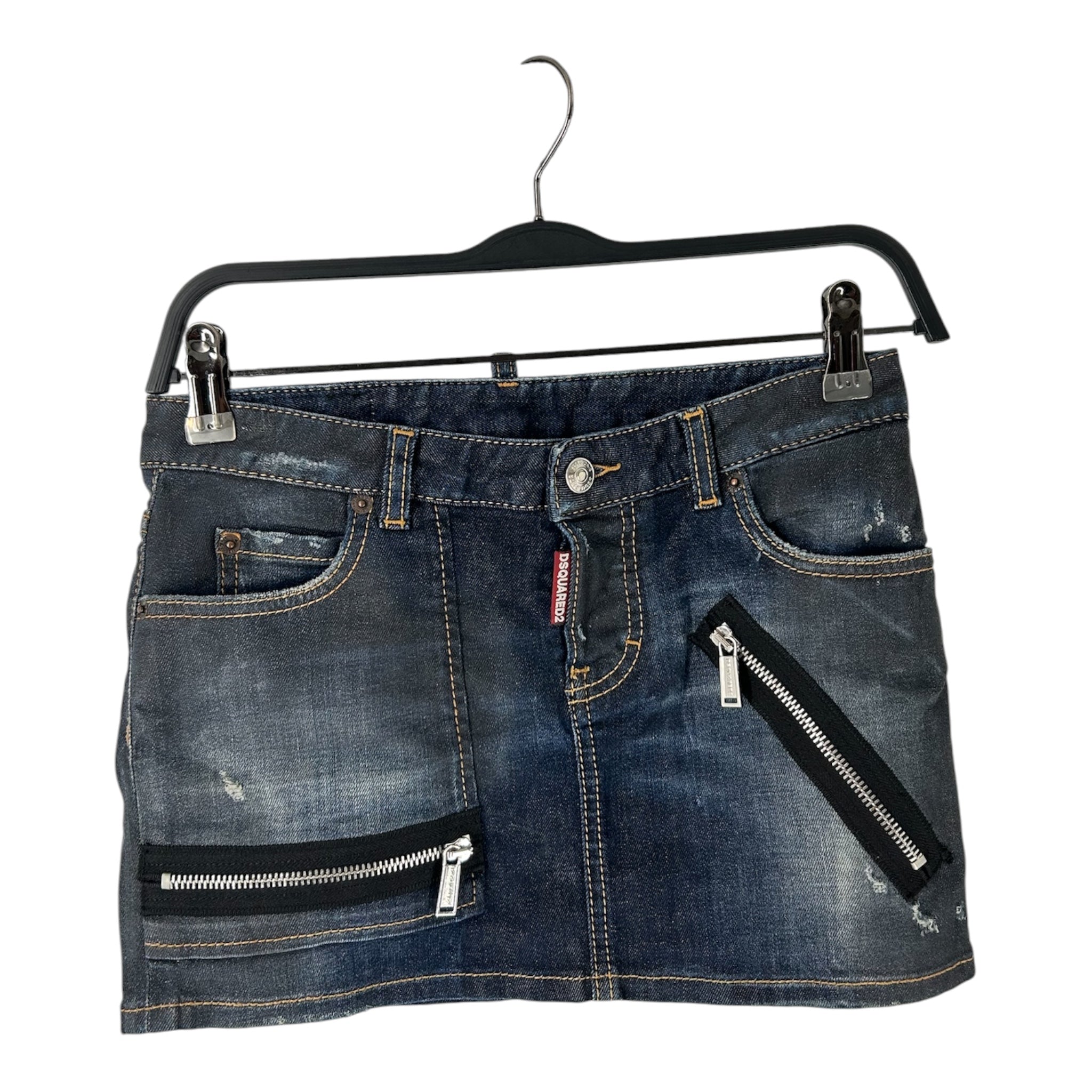 DSQUARED2/Skirt/12/Denim/IDG/ZIPPER APPLIQUE MINI SKIRT view 1