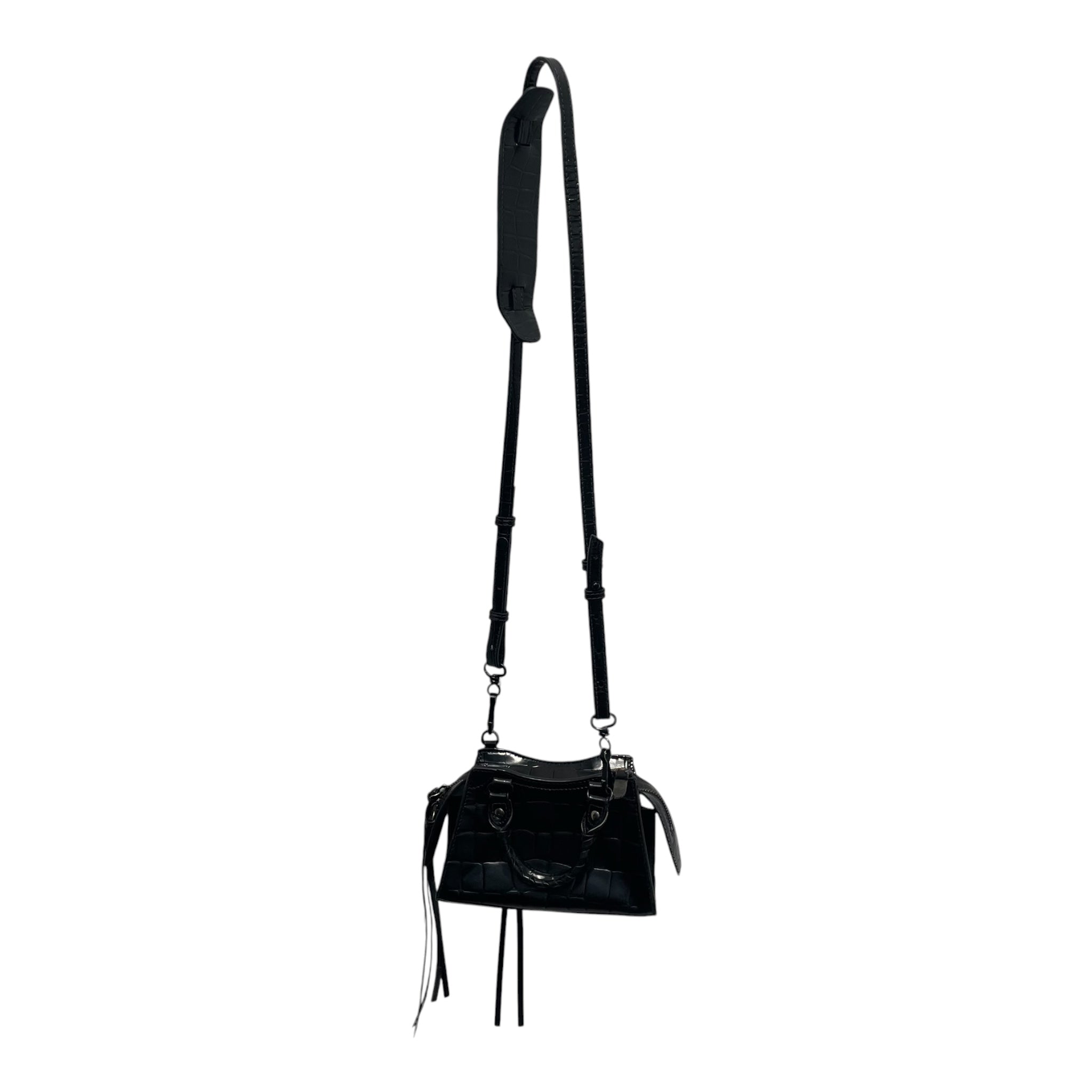 BALENCIAGA/Cross Body Bag/Animal Pattern/Leather/BLK/CROC NANO CITY view 2