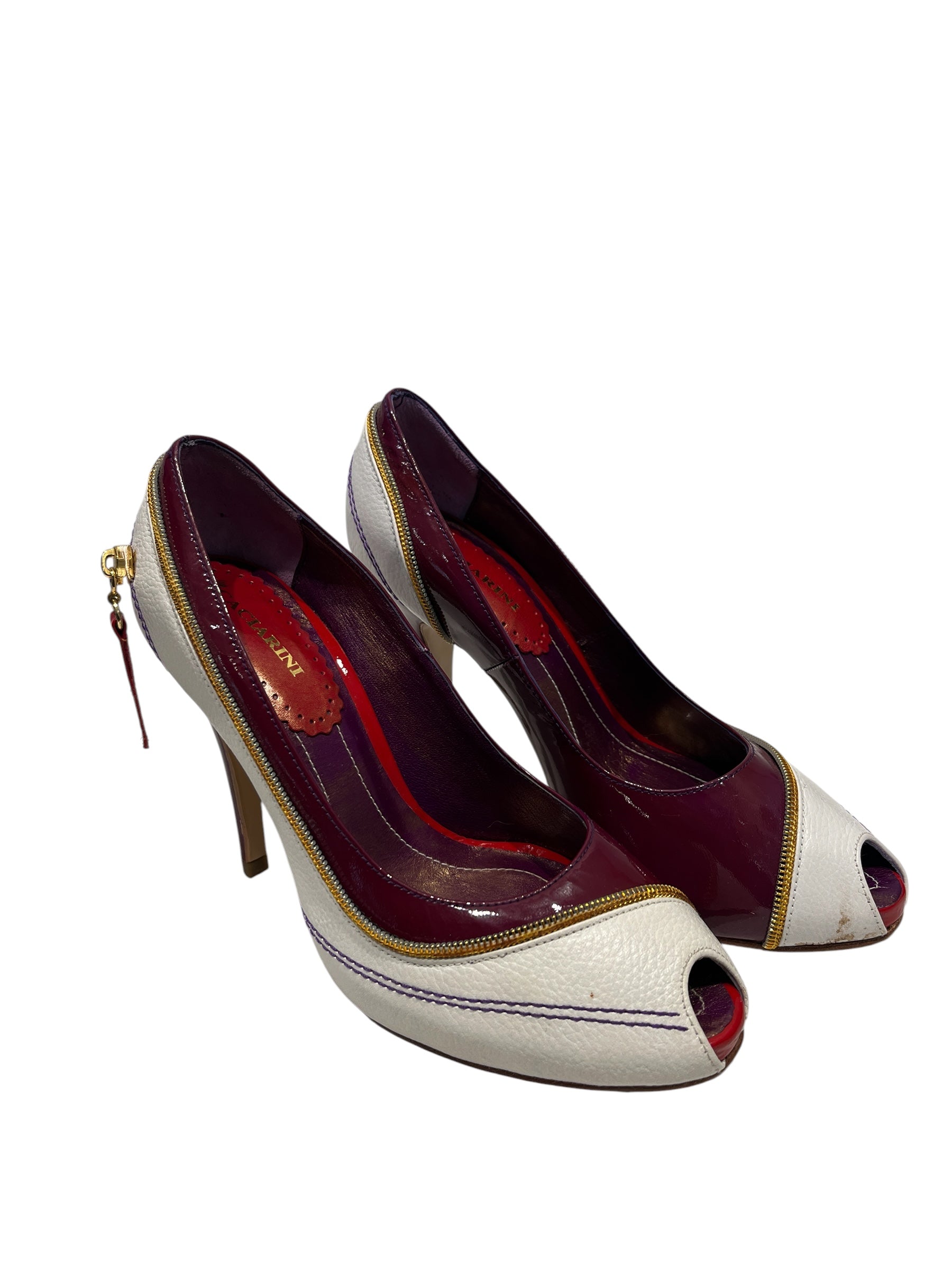 Caciarini/Heels/EU 37/PPL/wht/purp/zipper pump view 1