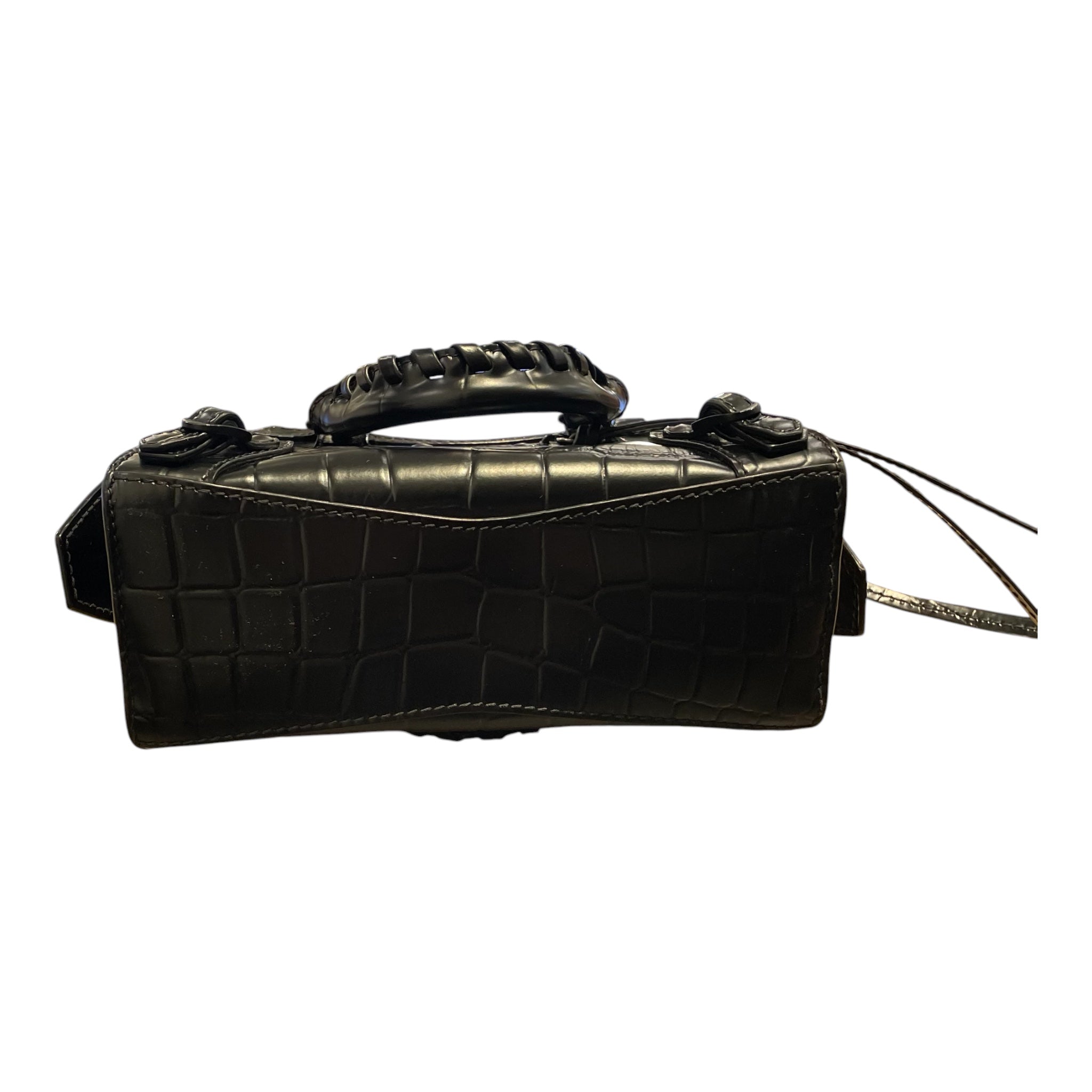 BALENCIAGA/Cross Body Bag/Animal Pattern/Leather/BLK/CROC NANO CITY view 3