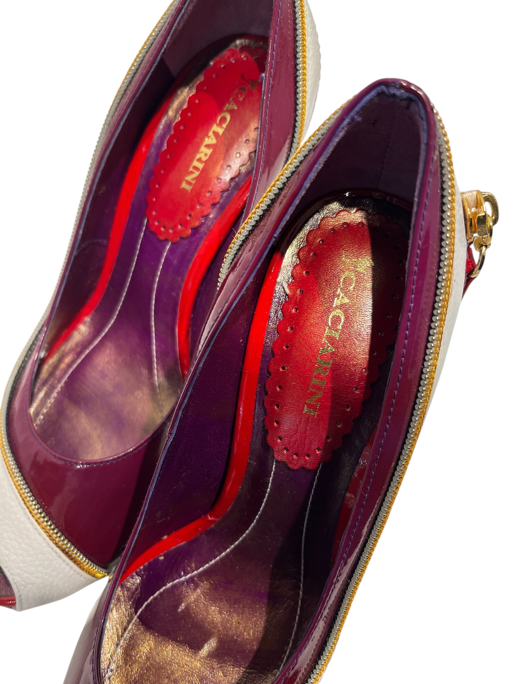 Caciarini/Heels/EU 37/PPL/wht/purp/zipper pump view 3