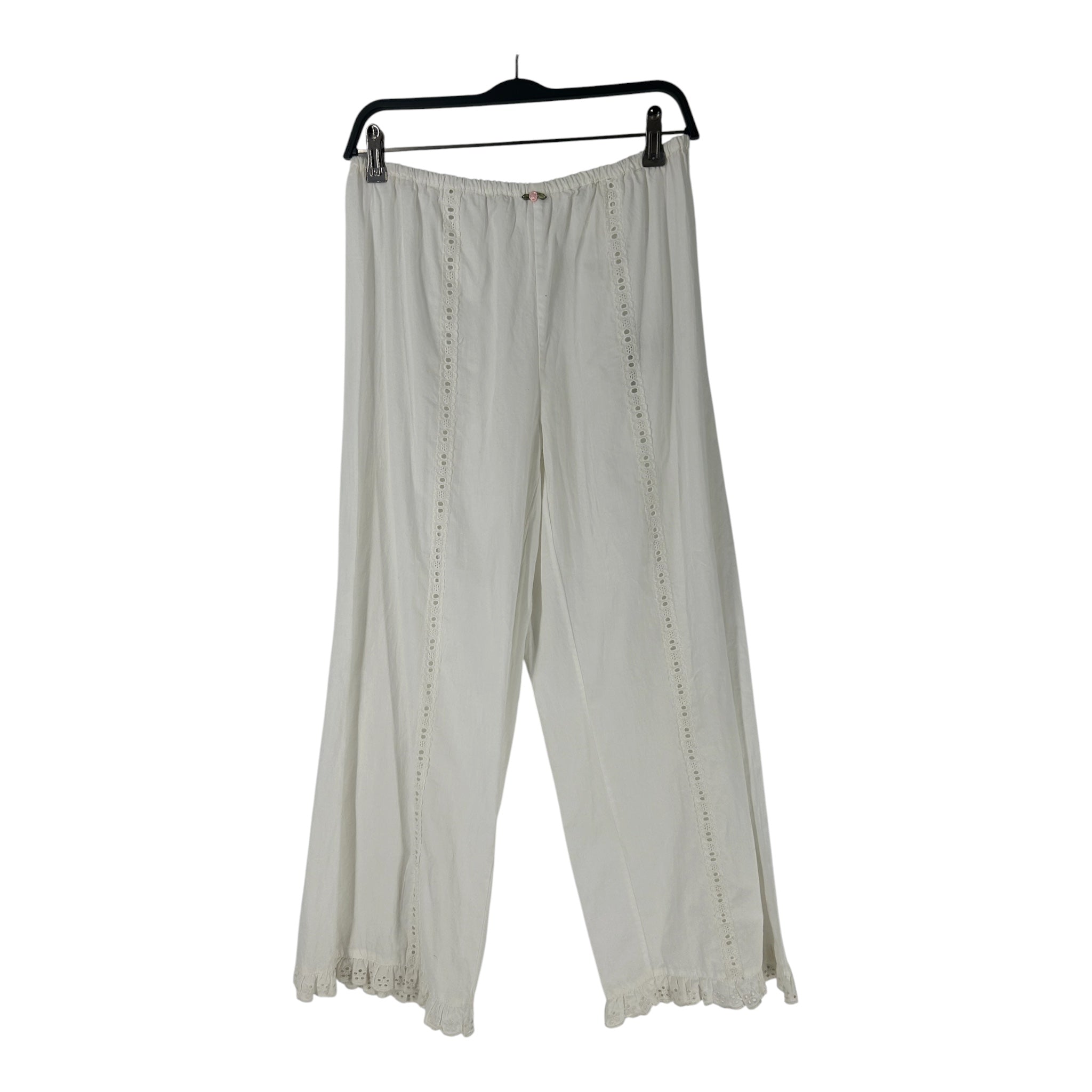 Sandy Liang/Straight Pants/S/Cotton/WHT/LACE CUTOUT PKANTS view 1