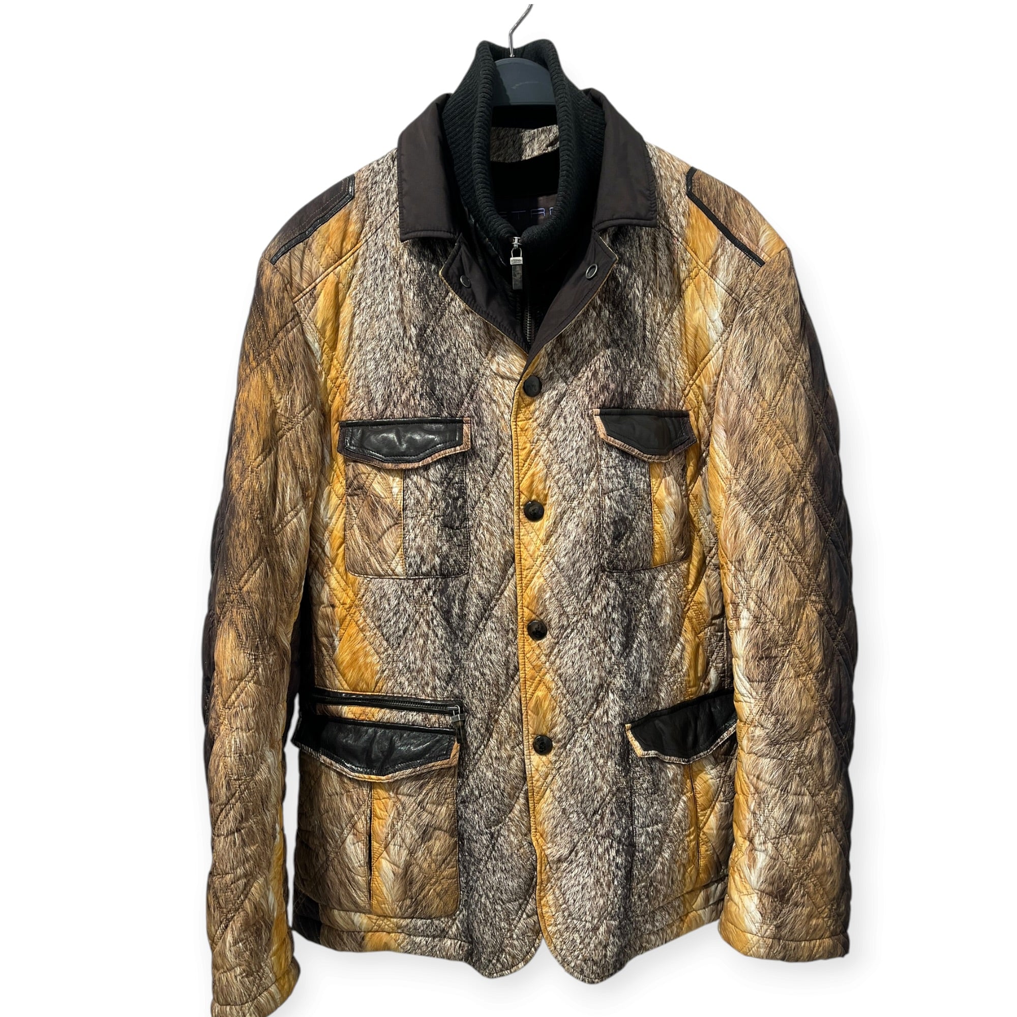 ETRO/Quilted Jkt/XXL/Polyester/YEL/All Over Print/ANIMAL HAIR PRINT view 1