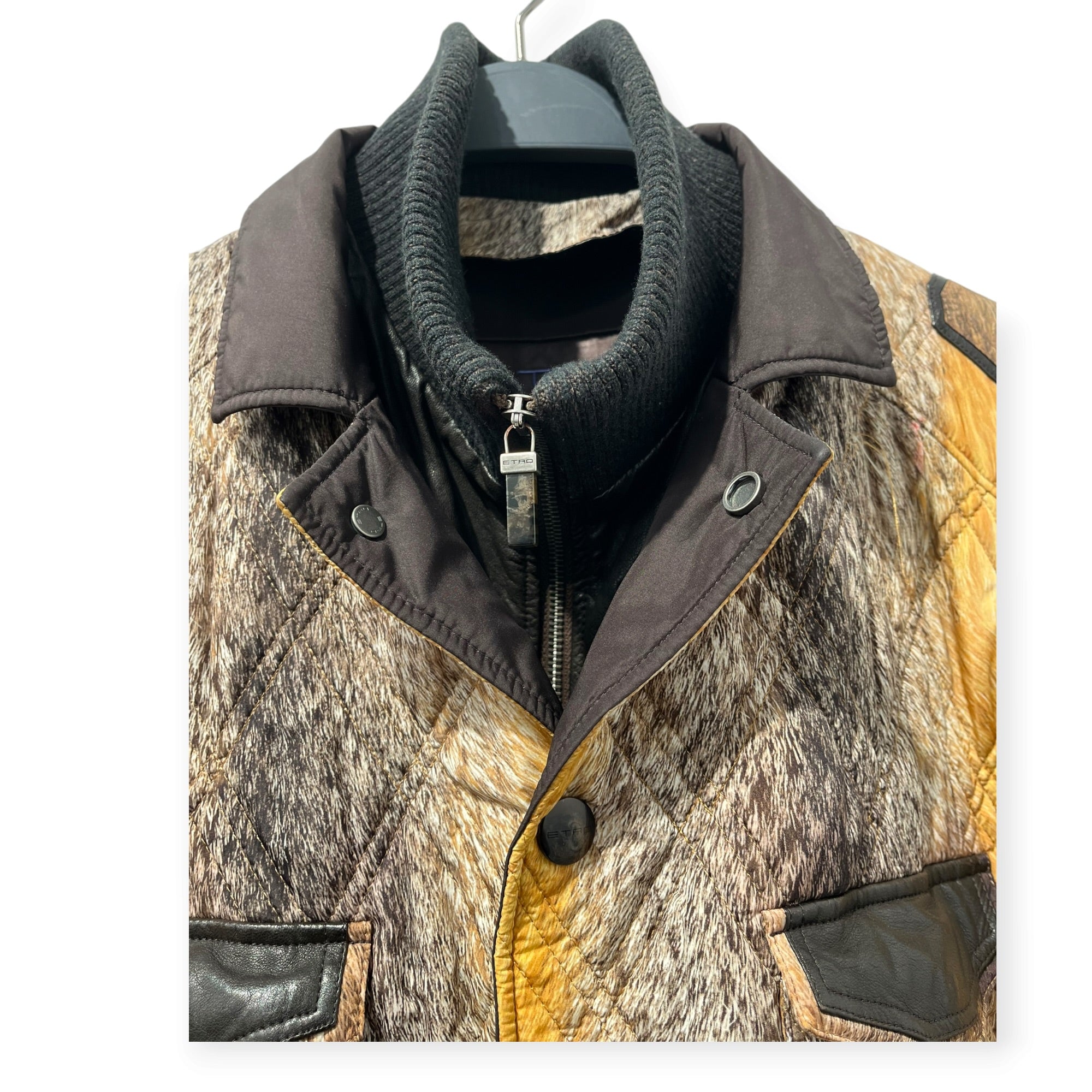 ETRO/Quilted Jkt/XXL/Polyester/YEL/All Over Print/ANIMAL HAIR PRINT view 2