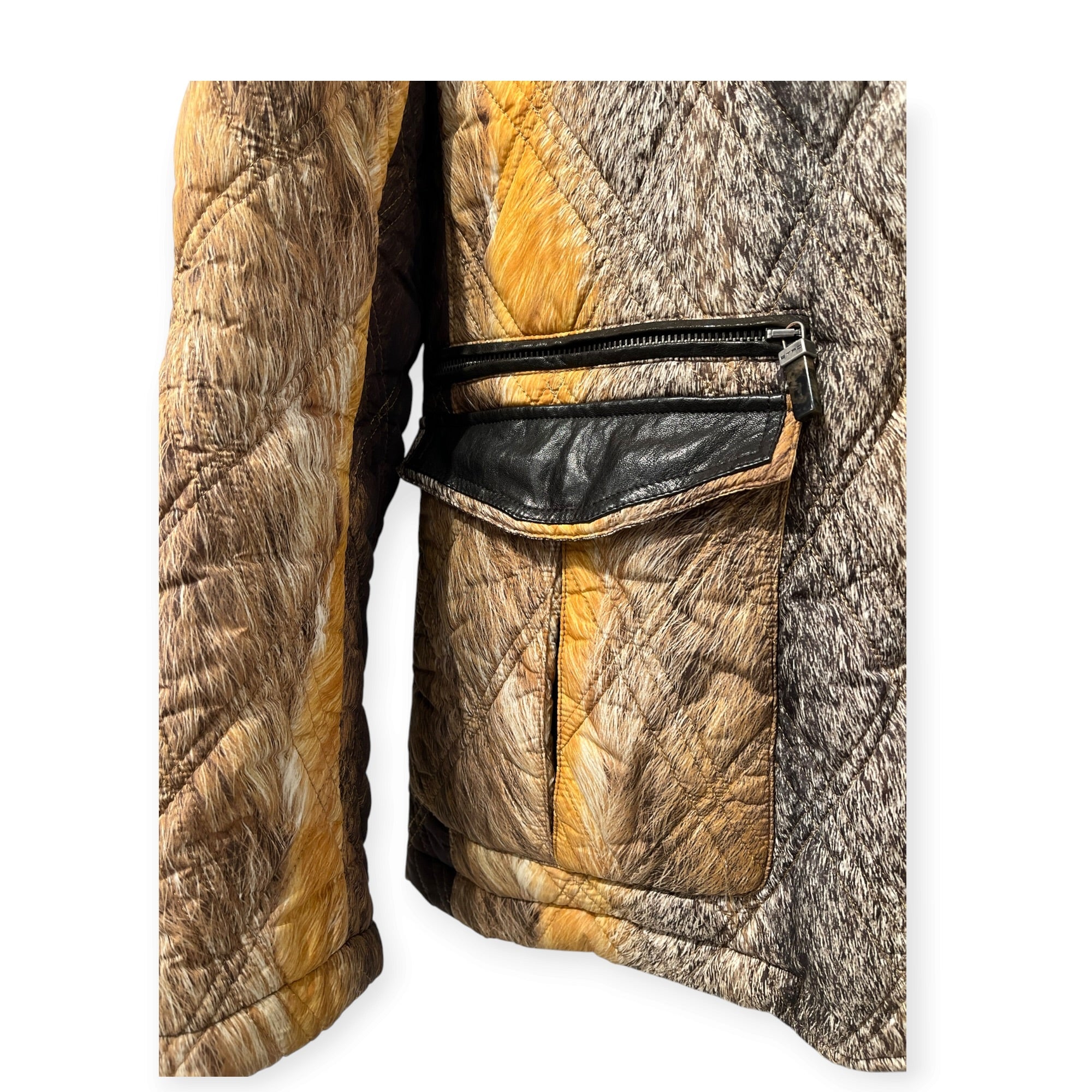 ETRO/Quilted Jkt/XXL/Polyester/YEL/All Over Print/ANIMAL HAIR PRINT view 5
