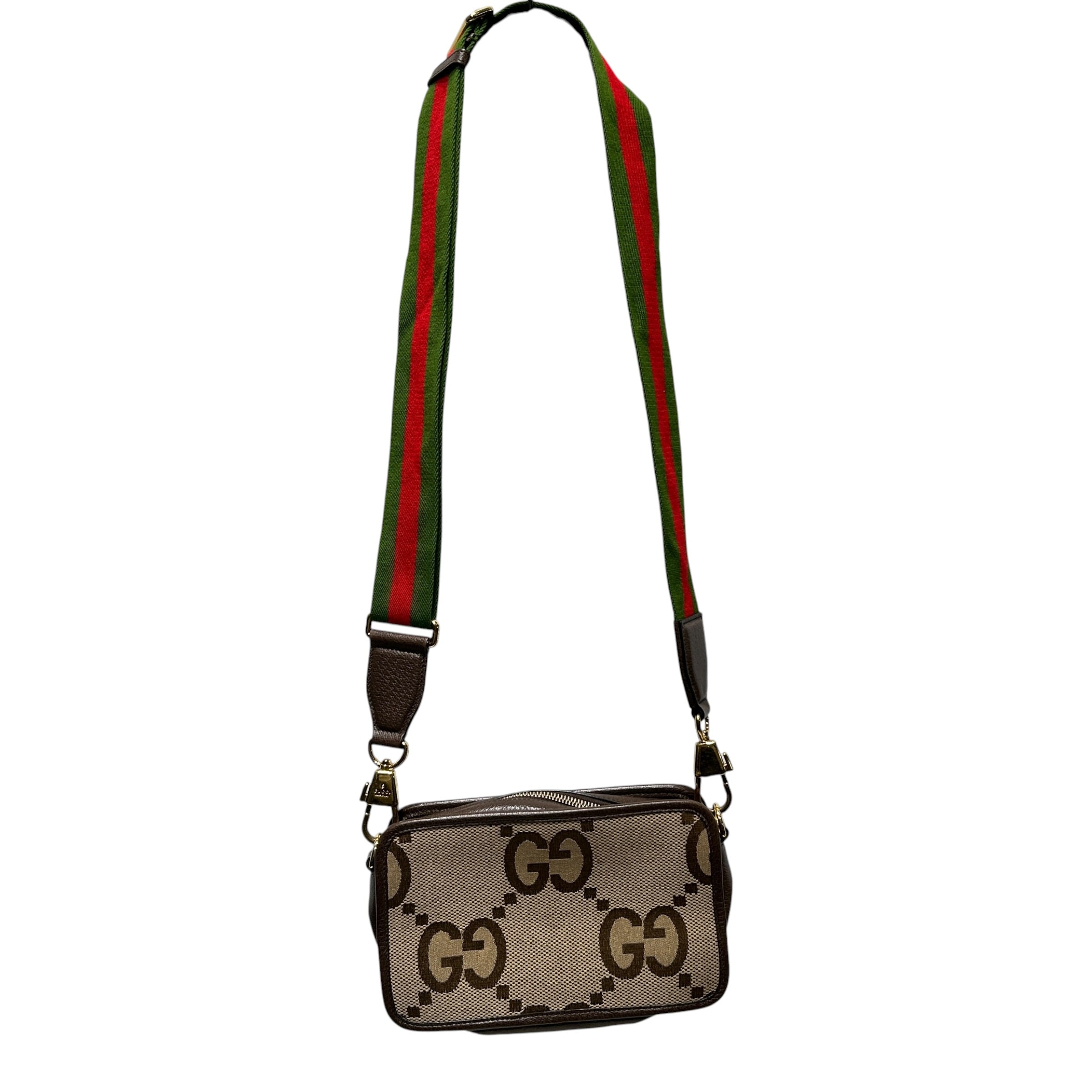 GUCCI/Cross Body Bag/Monogram/Leather/BRW/CANVAS JUMBO GG view 1