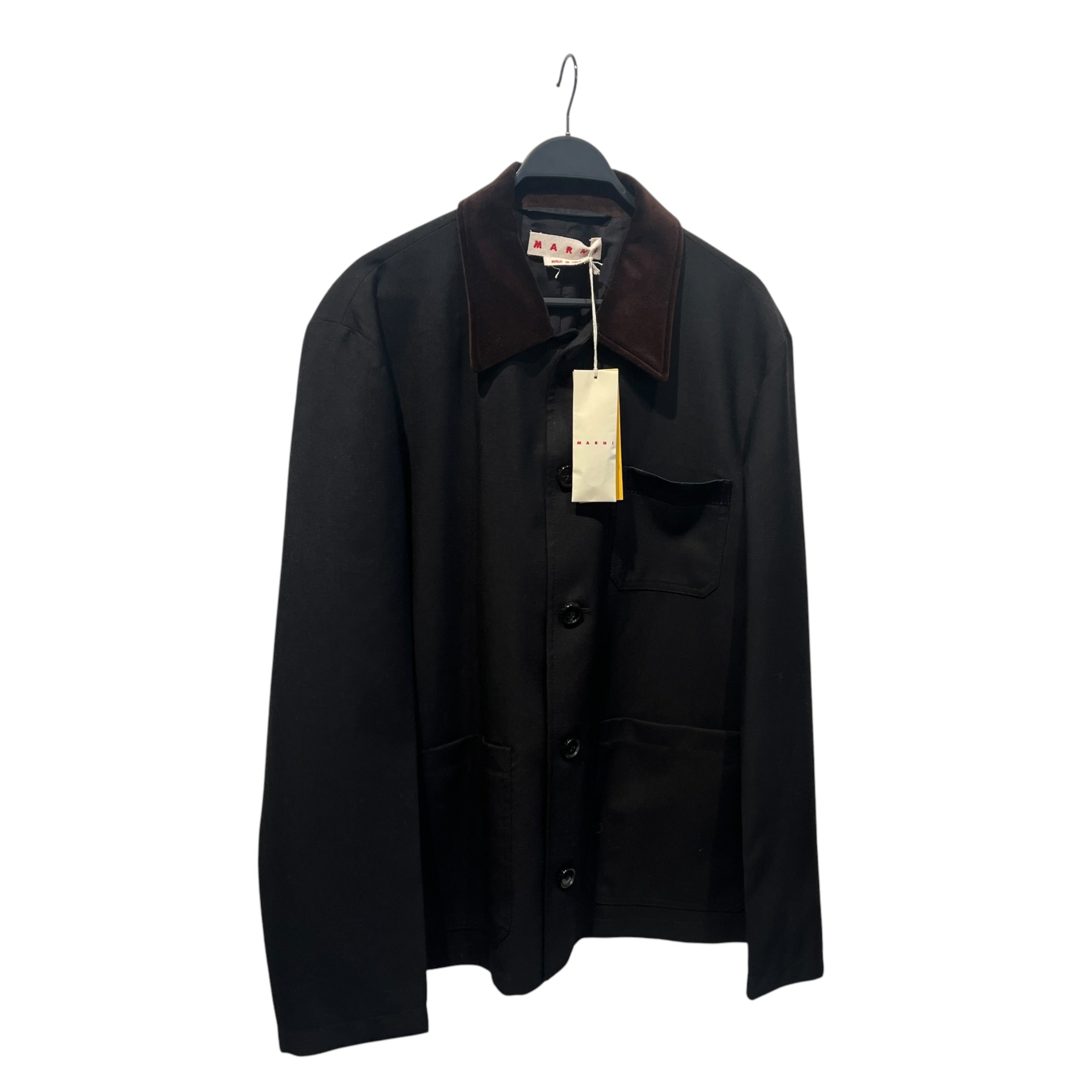 MARNI/Jacket/52/Cotton/BLK/MARNI BRWN FELT COLLAR view 1