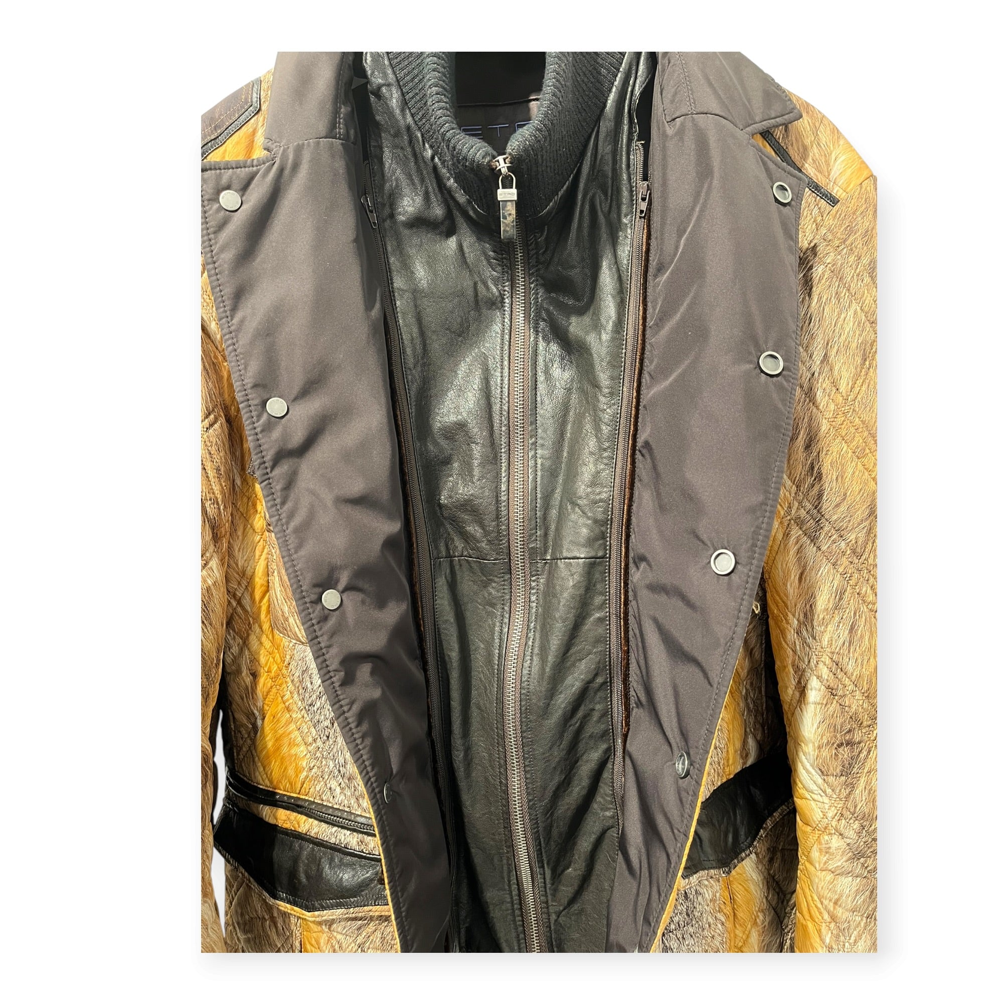 ETRO/Quilted Jkt/XXL/Polyester/YEL/All Over Print/ANIMAL HAIR PRINT view 3