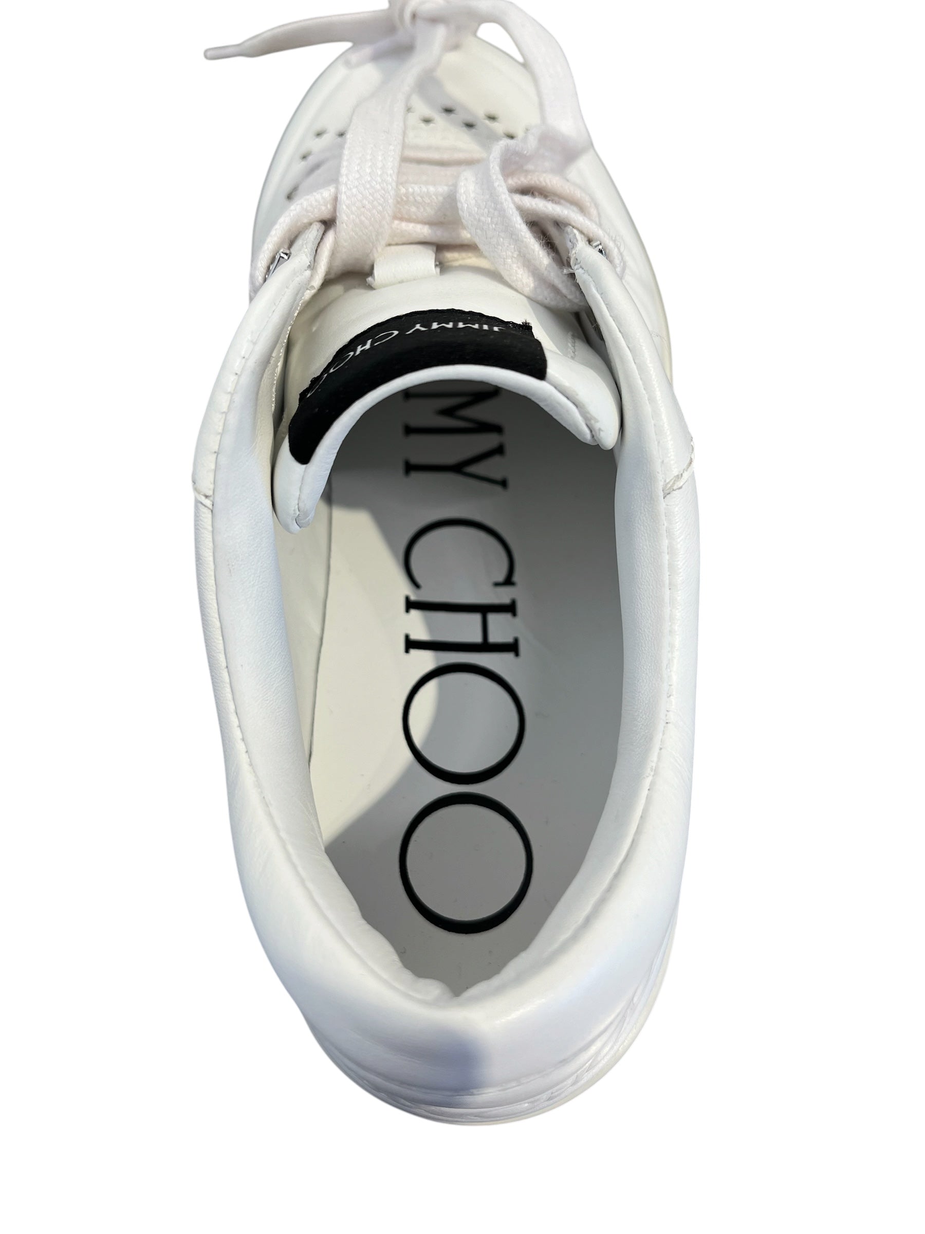 JIMMY CHOO/Low-Sneakers/US 7.5/Leather/WHT/hawaii leather fuchsia stripe view 3