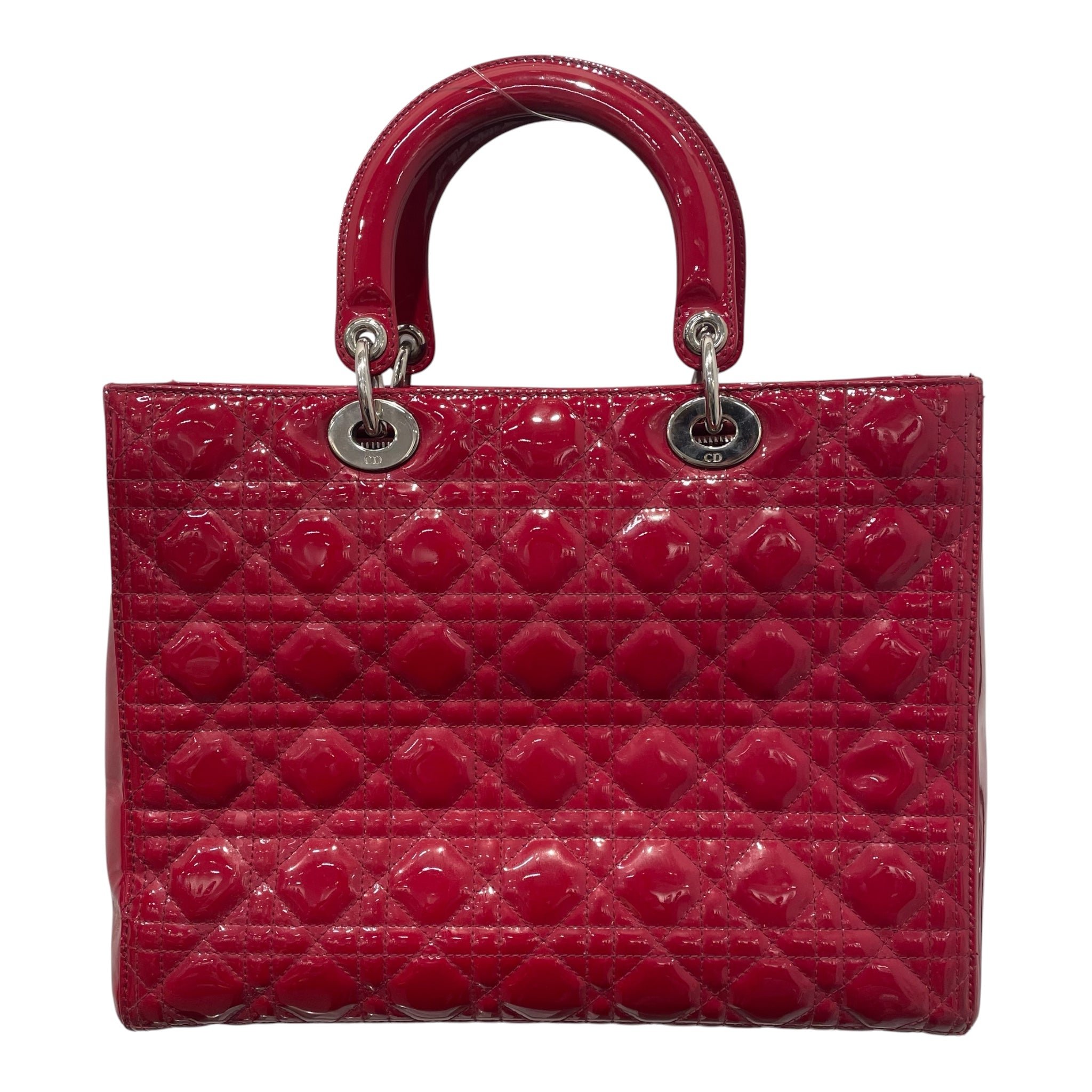 Christian Dior/Hand Bag/Leather/RED/LADY DIOR PATENT LARGE view 2