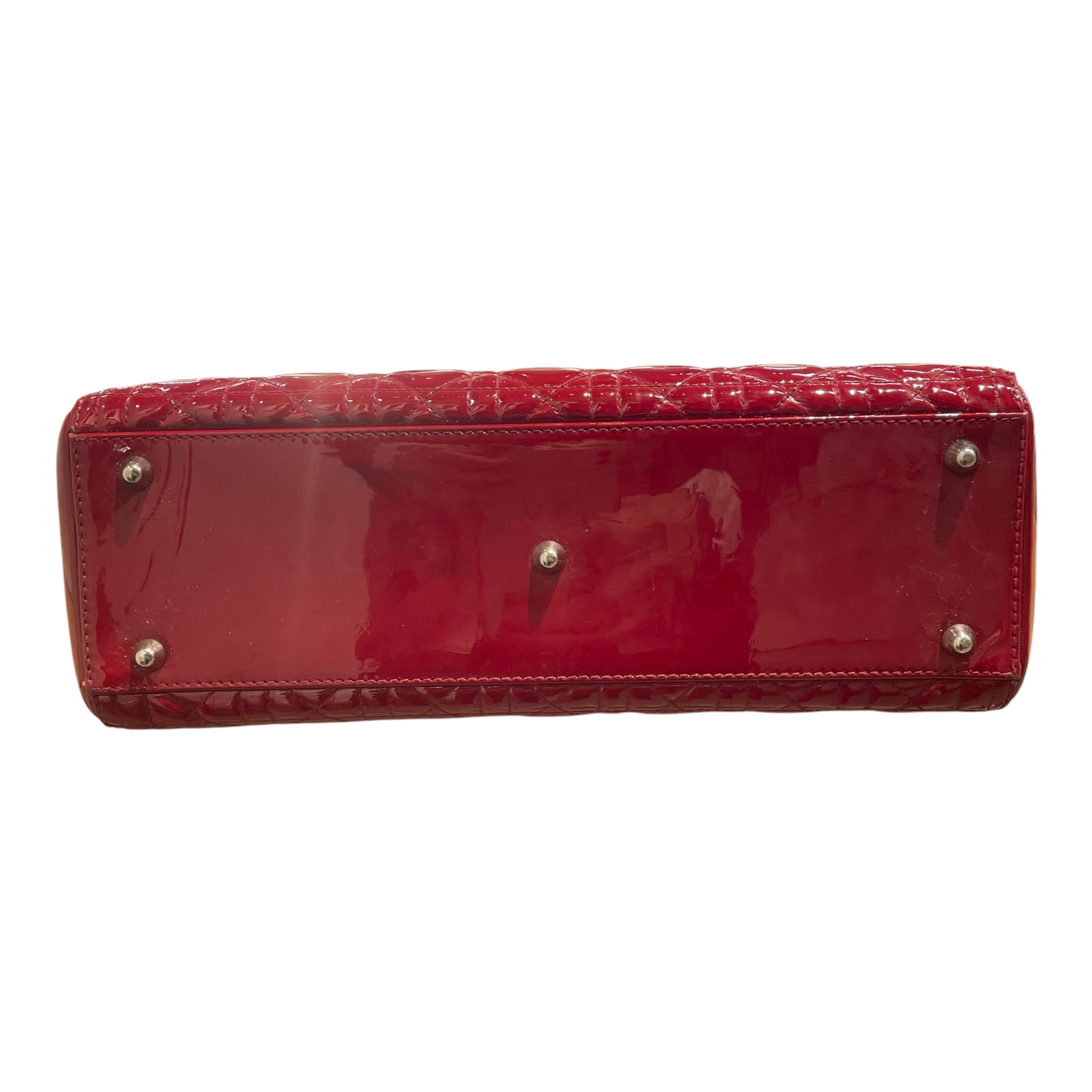 Christian Dior/Hand Bag/Leather/RED/LADY DIOR PATENT LARGE view 4