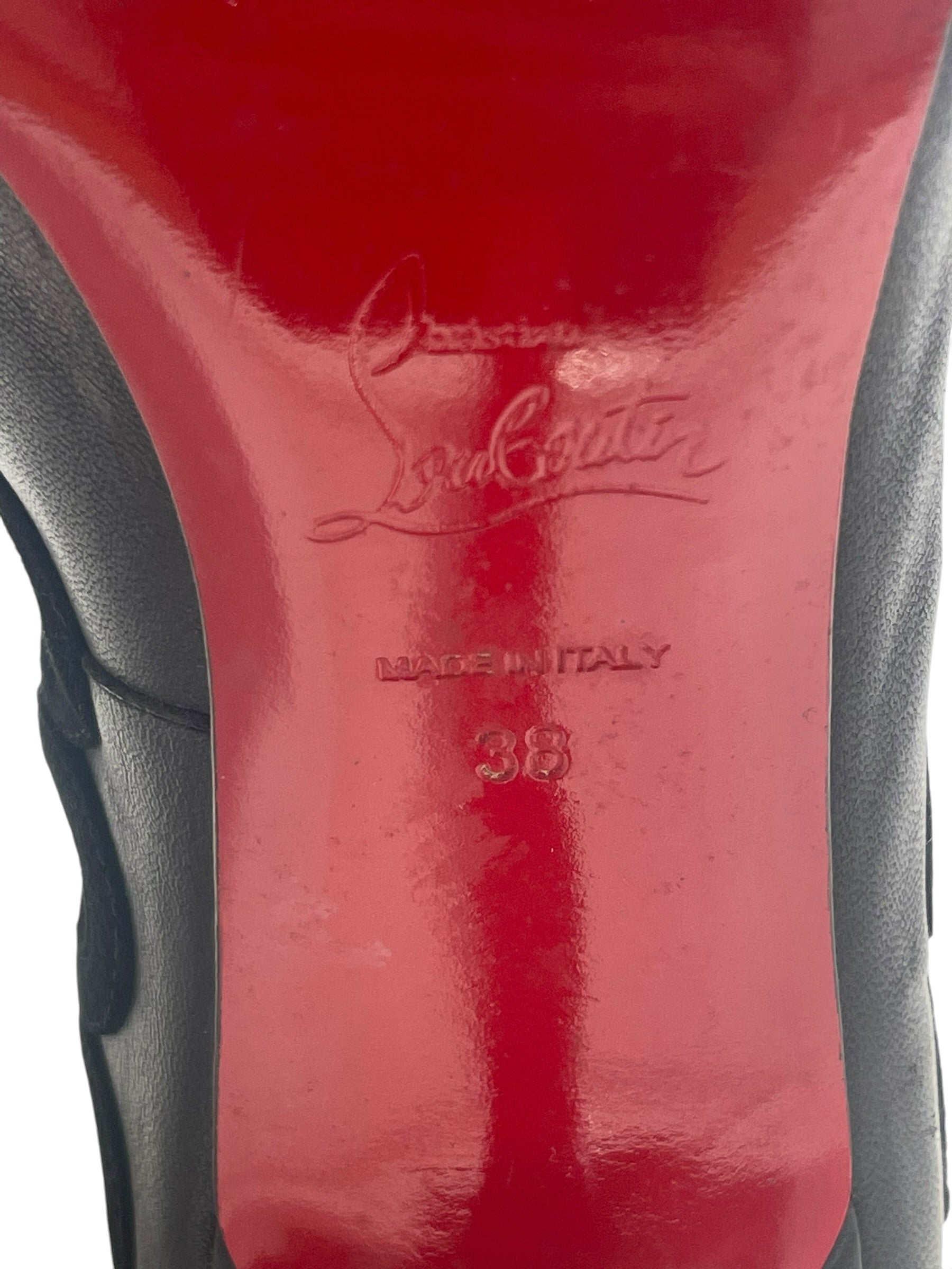 Christian Louboutin/Heels/EU 38/Cotton/BLK/suede/cajaboot/red bottoms view 6