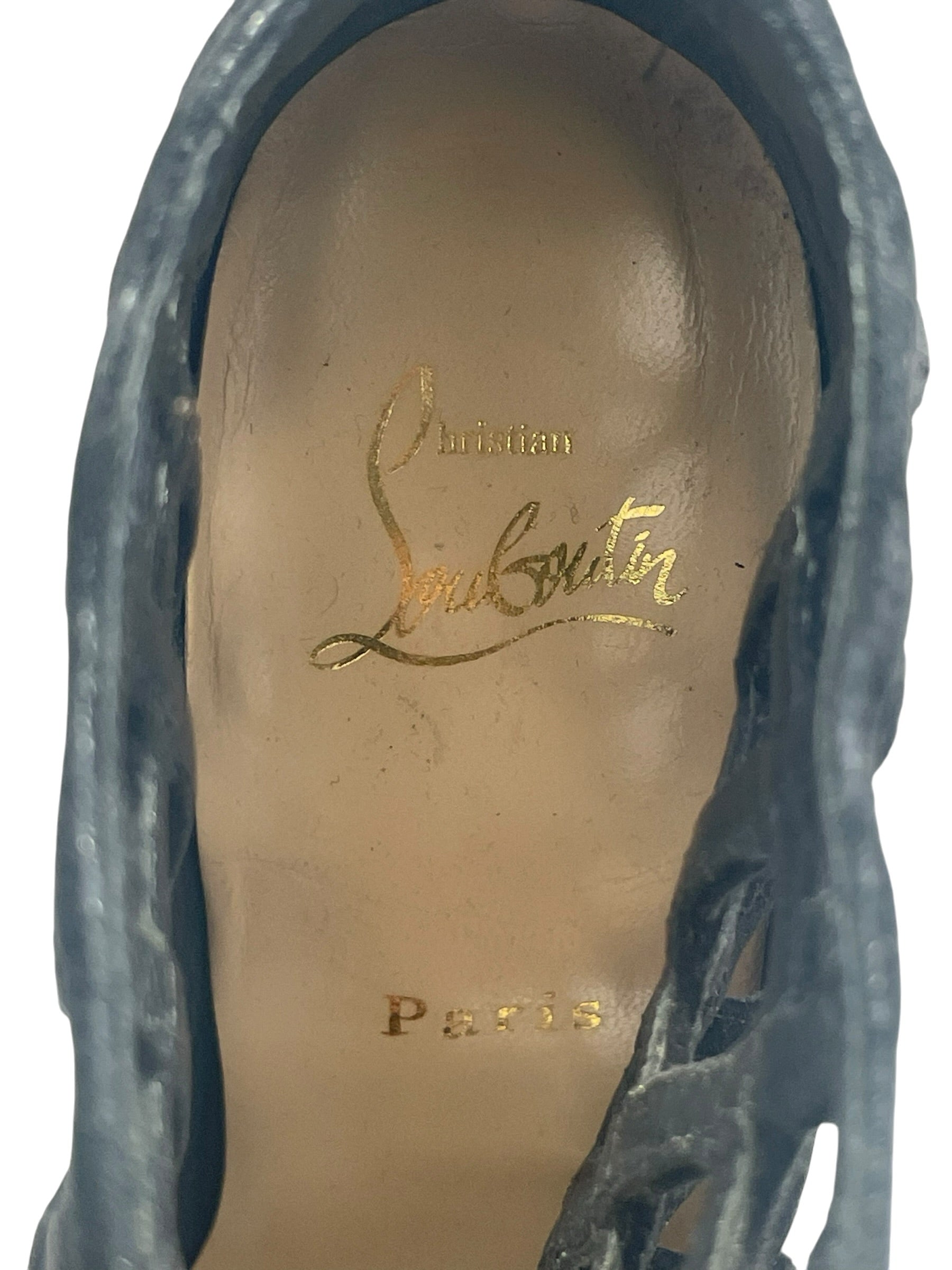Christian Louboutin/Heels/EU 38/Cotton/BLK/suede/cajaboot/red bottoms view 7