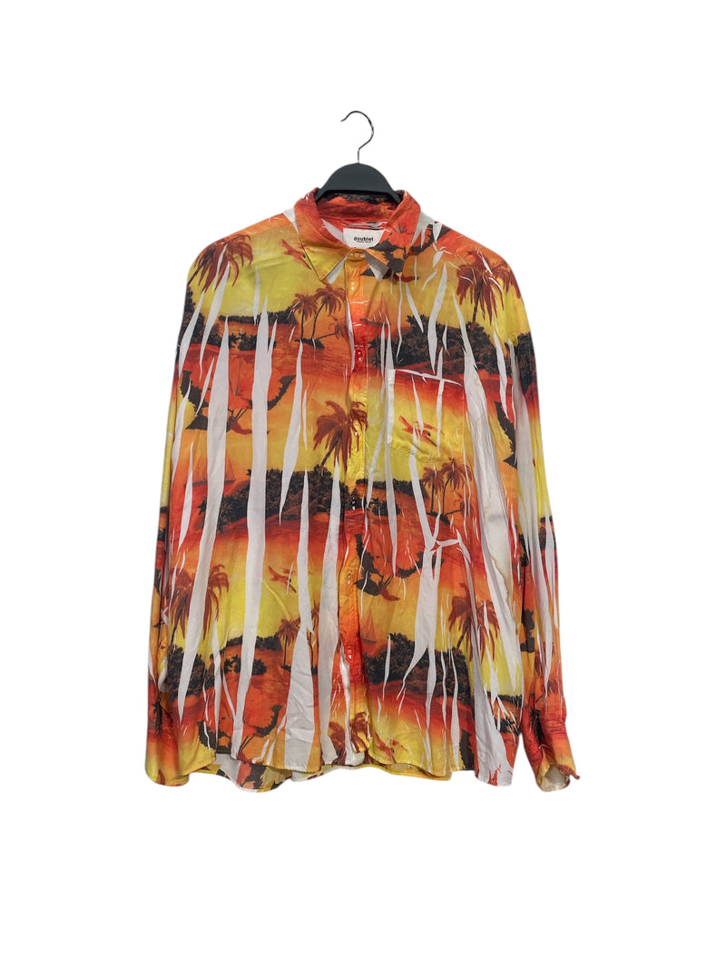 doublet/LS Shirt/L/Cotton/WHT/All Over Print/aloha shirt