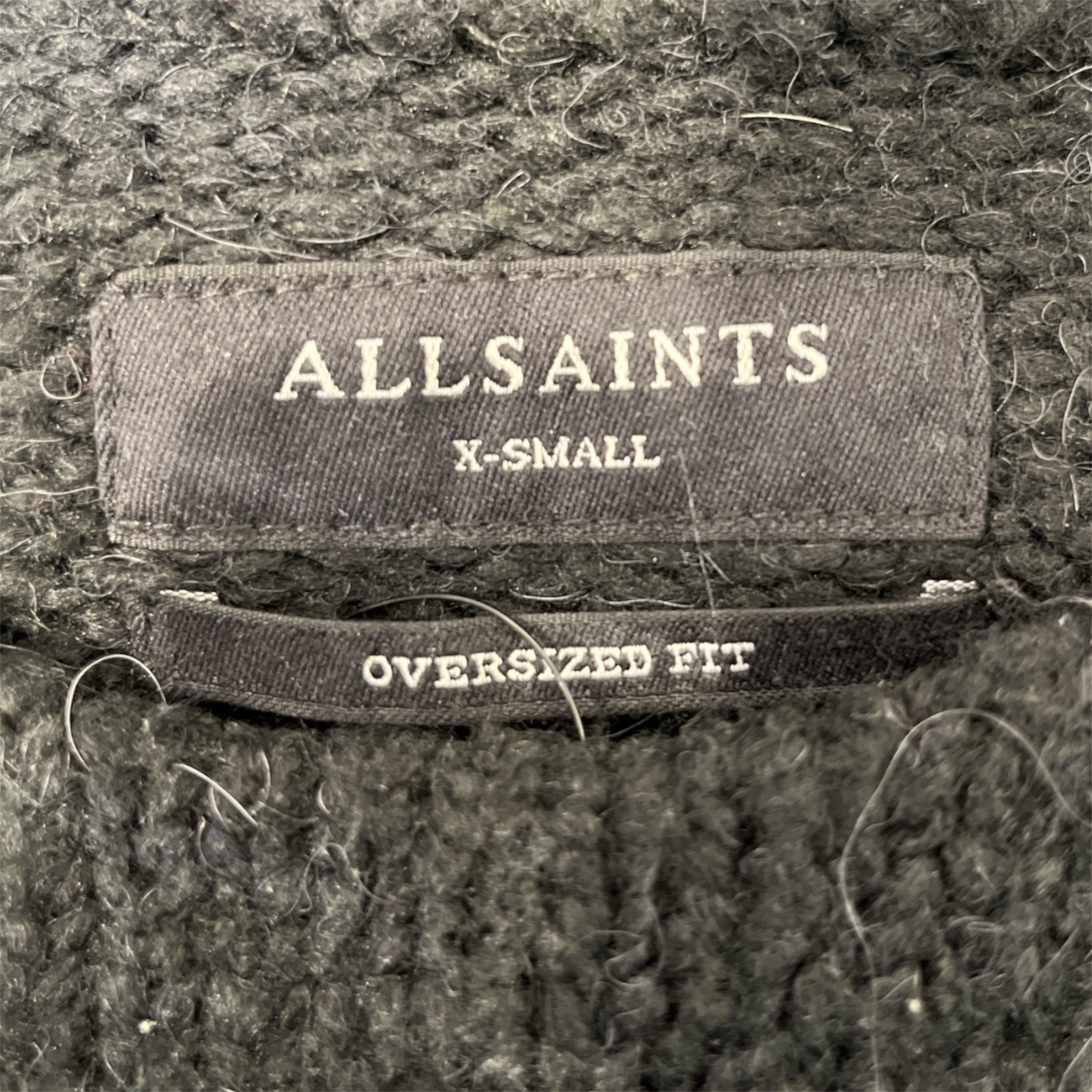 ALLSAINTS/Sweater/XS/Acrylic/BLK/whi stripes on sleeves view 3