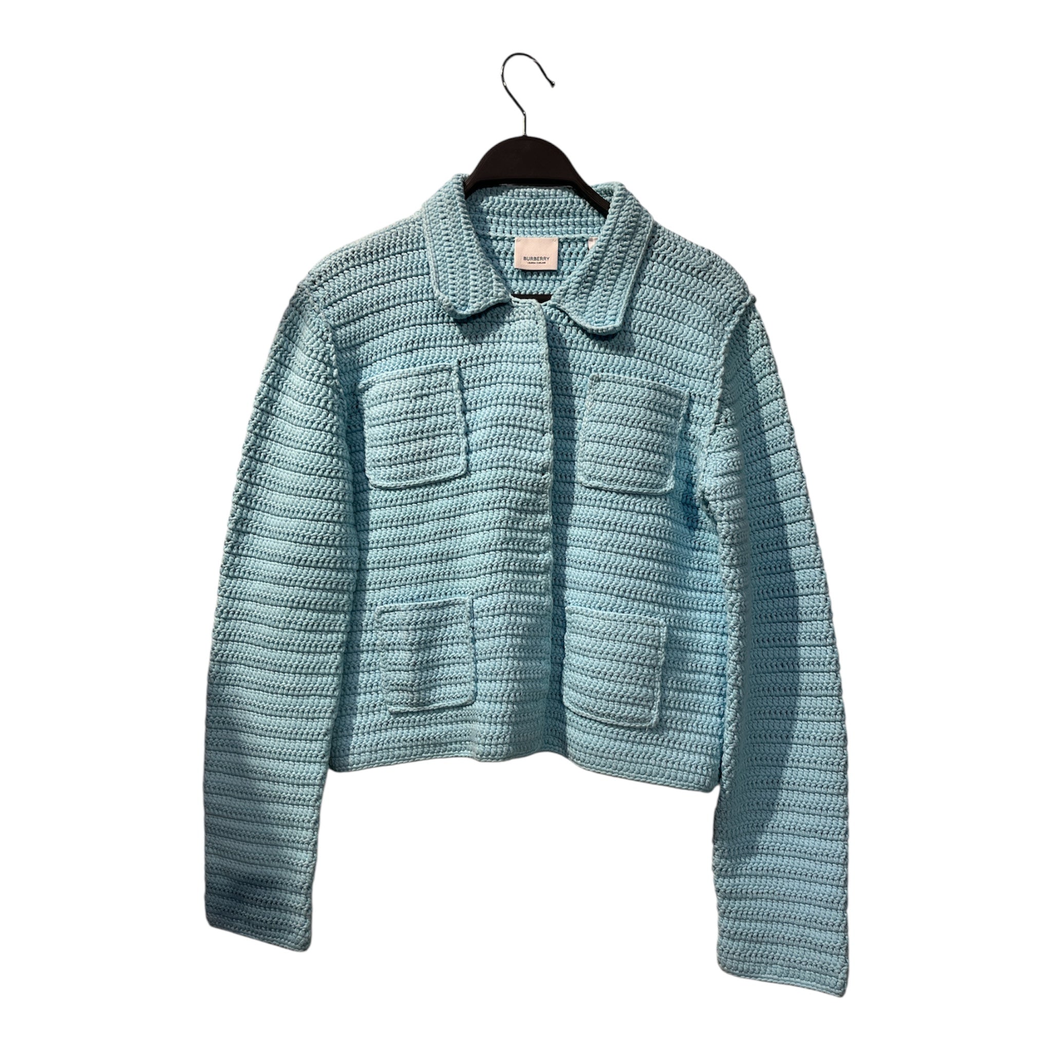 BURBERRY LONDON/Heavy Sweater/M/Cotton/BLU/CROPPED KNIT BLAZER 4 POCKET view 1