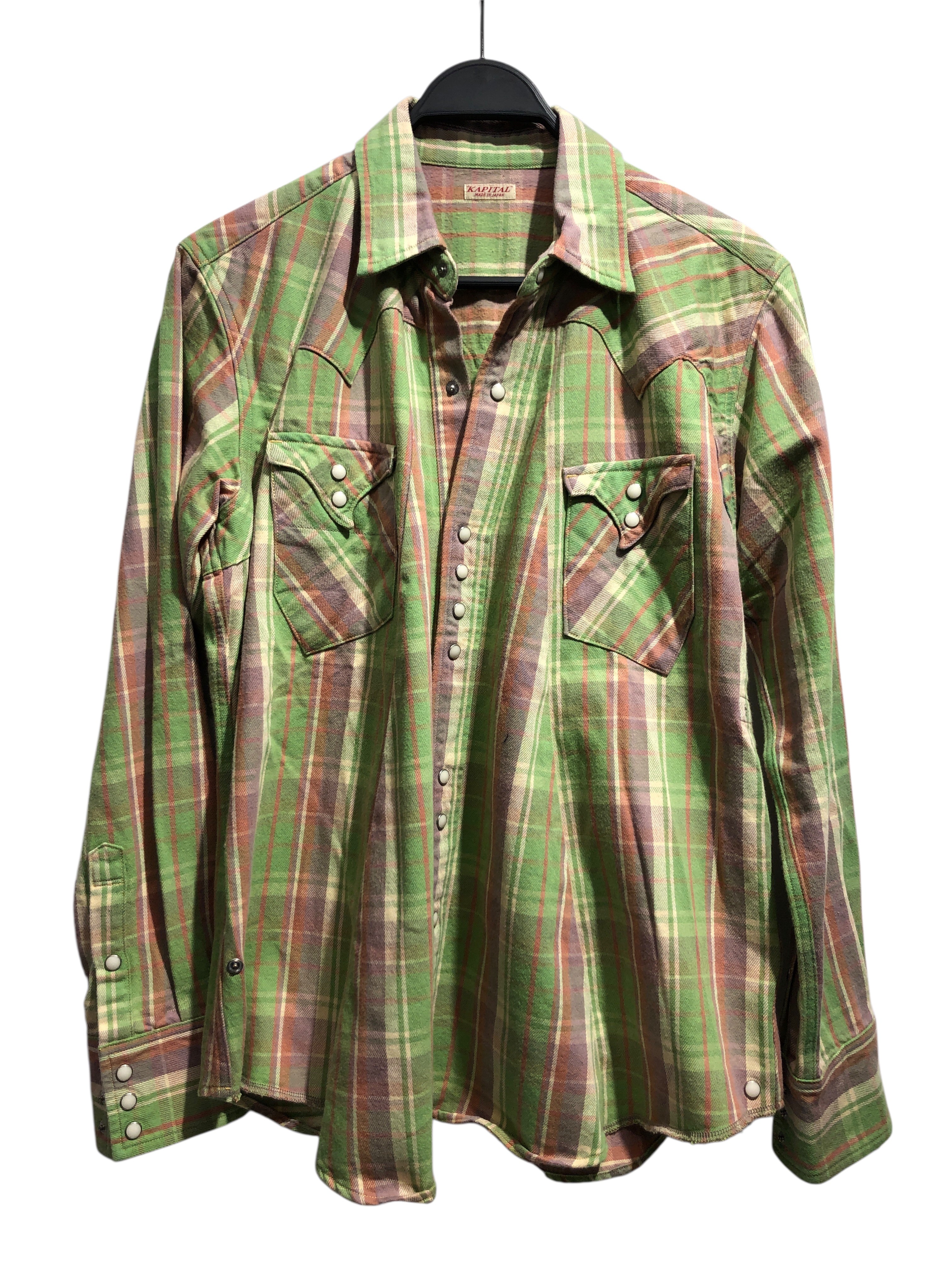 KAPITAL/LS Shirt/2/Cotton/GRN/Plaid/AVACADO BUTTON UP view 1