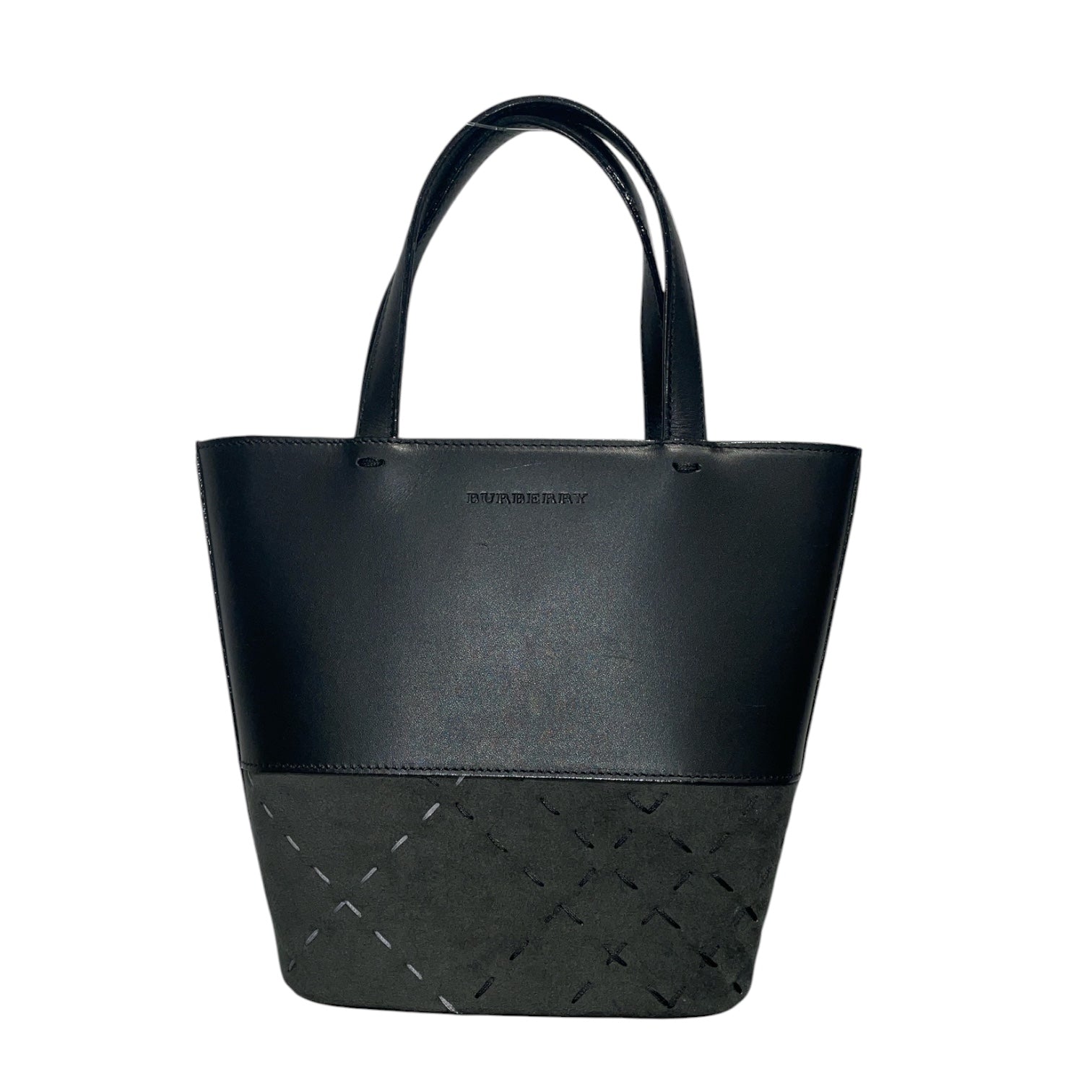 BURBERRY LONDON/Hand Bag/Leather/BLK/Panelled Bucket Handle Bag view 1